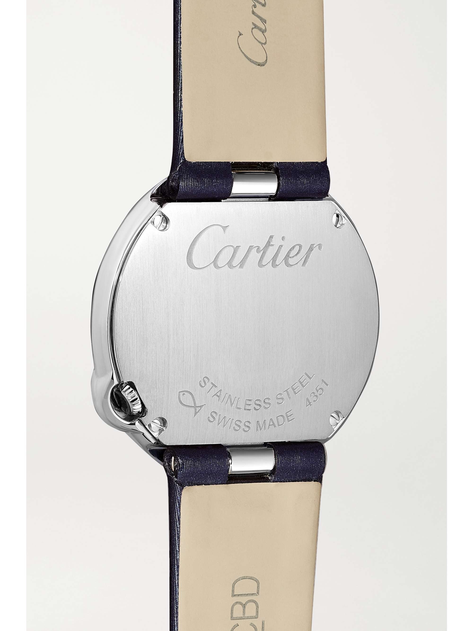 CARTIER Ballon Blanc de Cartier 30mm stainless steel, leather and diamond watch