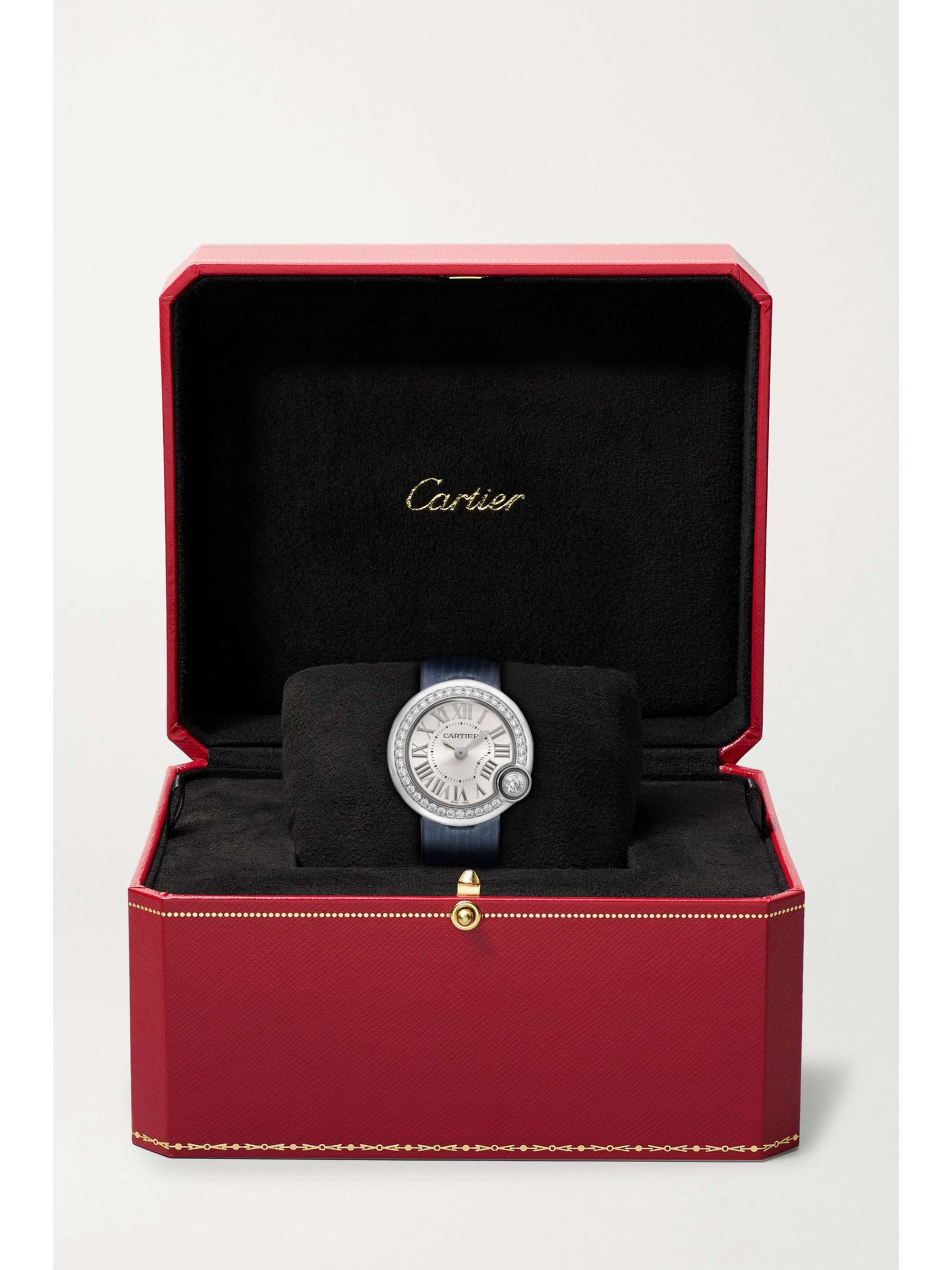 CARTIER Ballon Blanc de Cartier 30mm stainless steel, leather and diamond watch