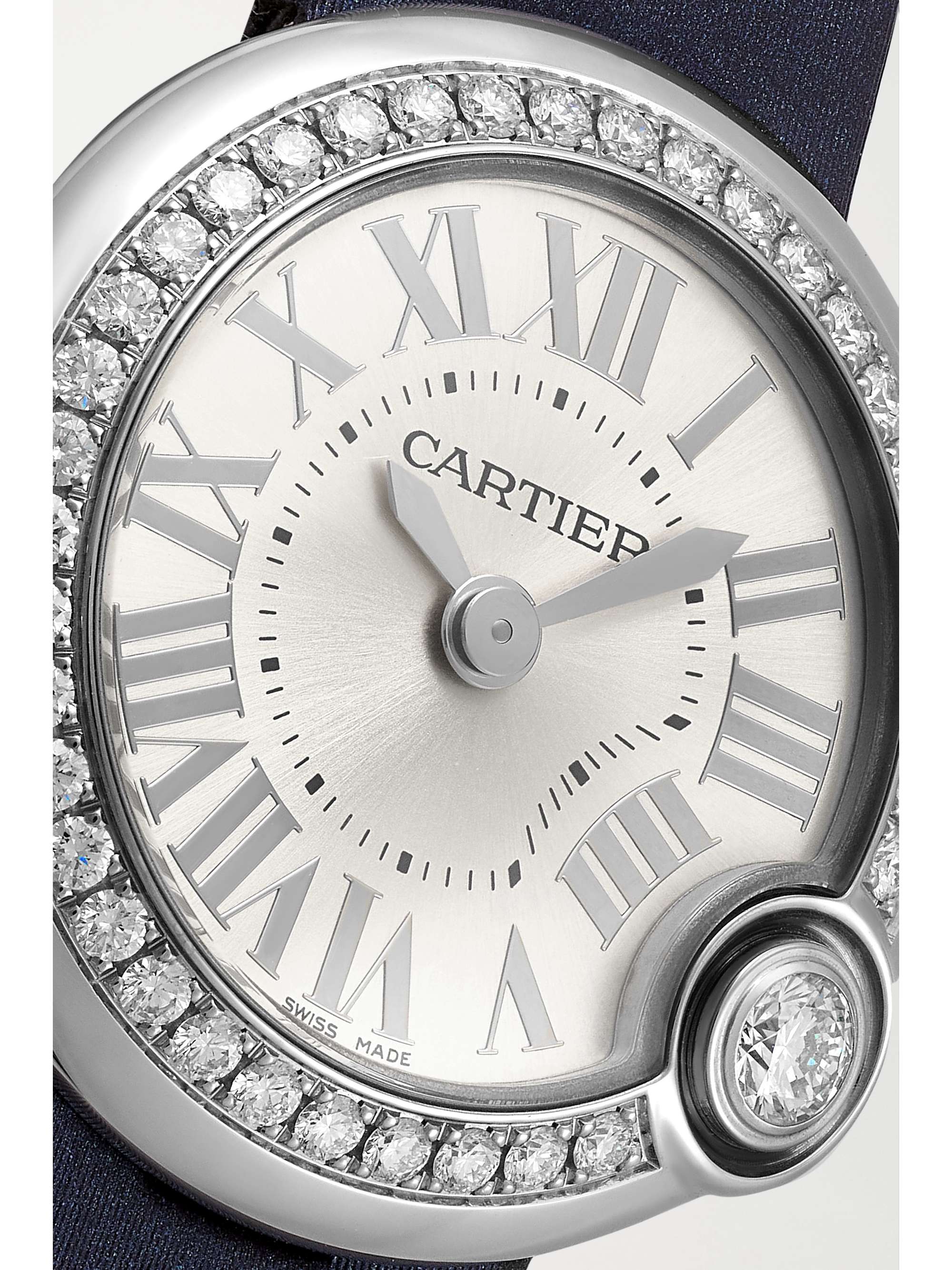CARTIER Ballon Blanc de Cartier 26mm stainless steel, leather and diamond watch