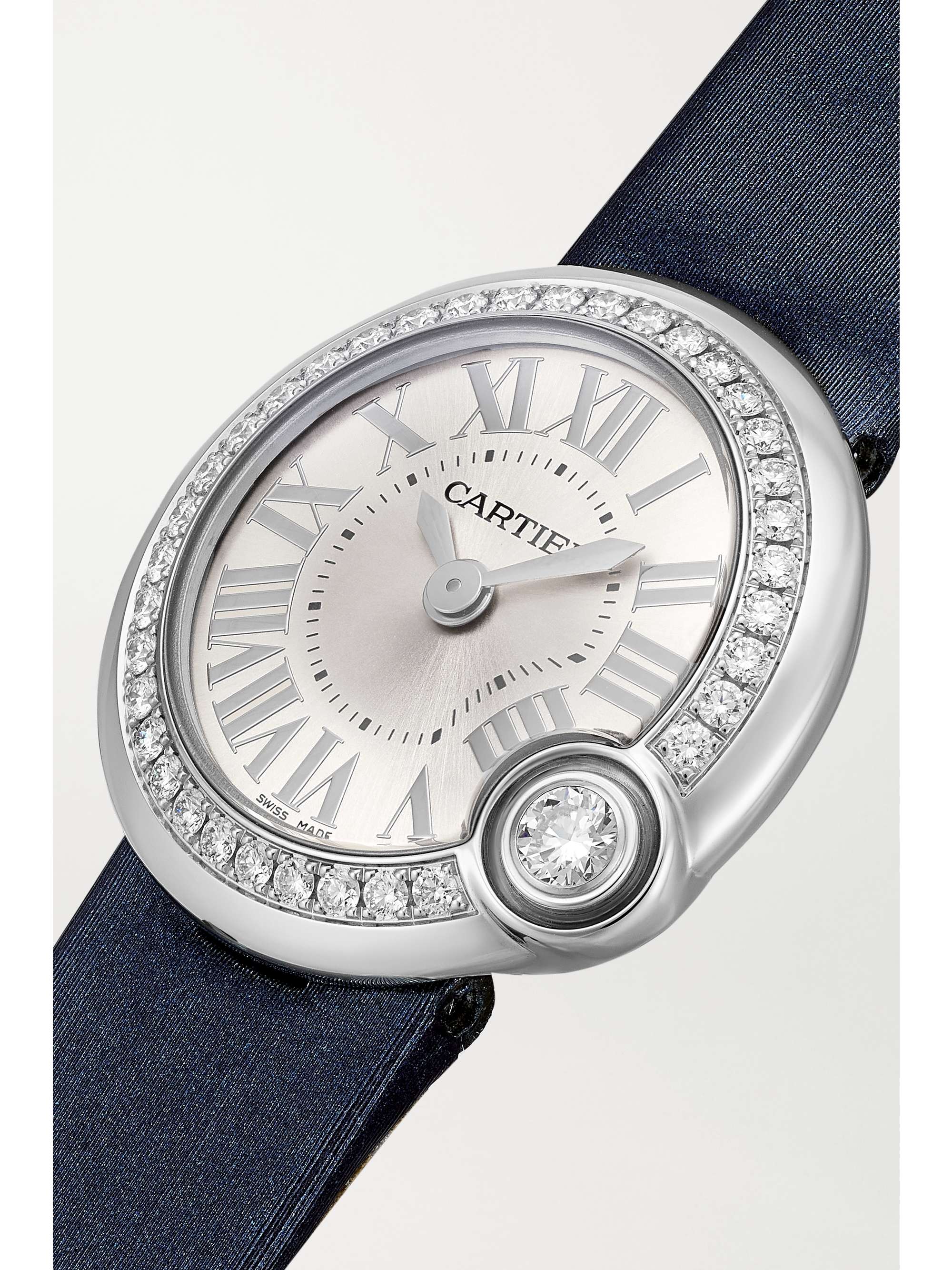 CARTIER Ballon Blanc de Cartier 26mm stainless steel, leather and diamond watch