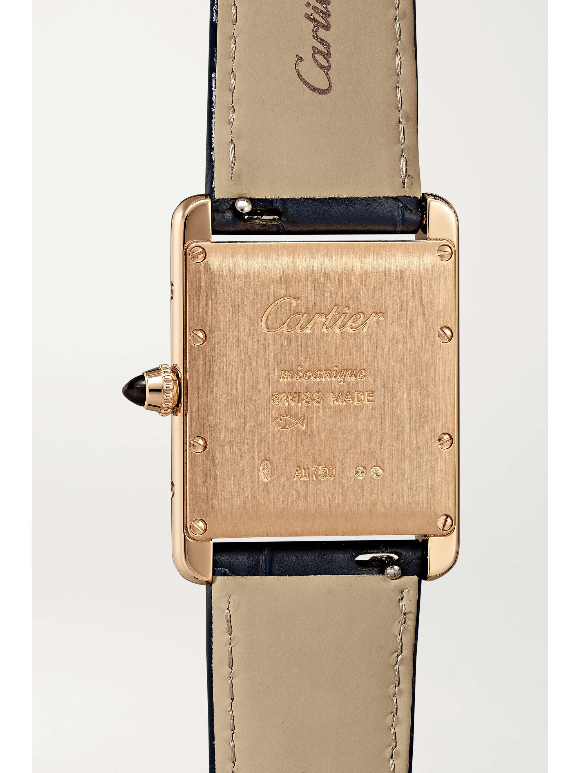CARTIER Tank Louis Hand-Wound 34mm large 18-karat rose gold and alligator watch