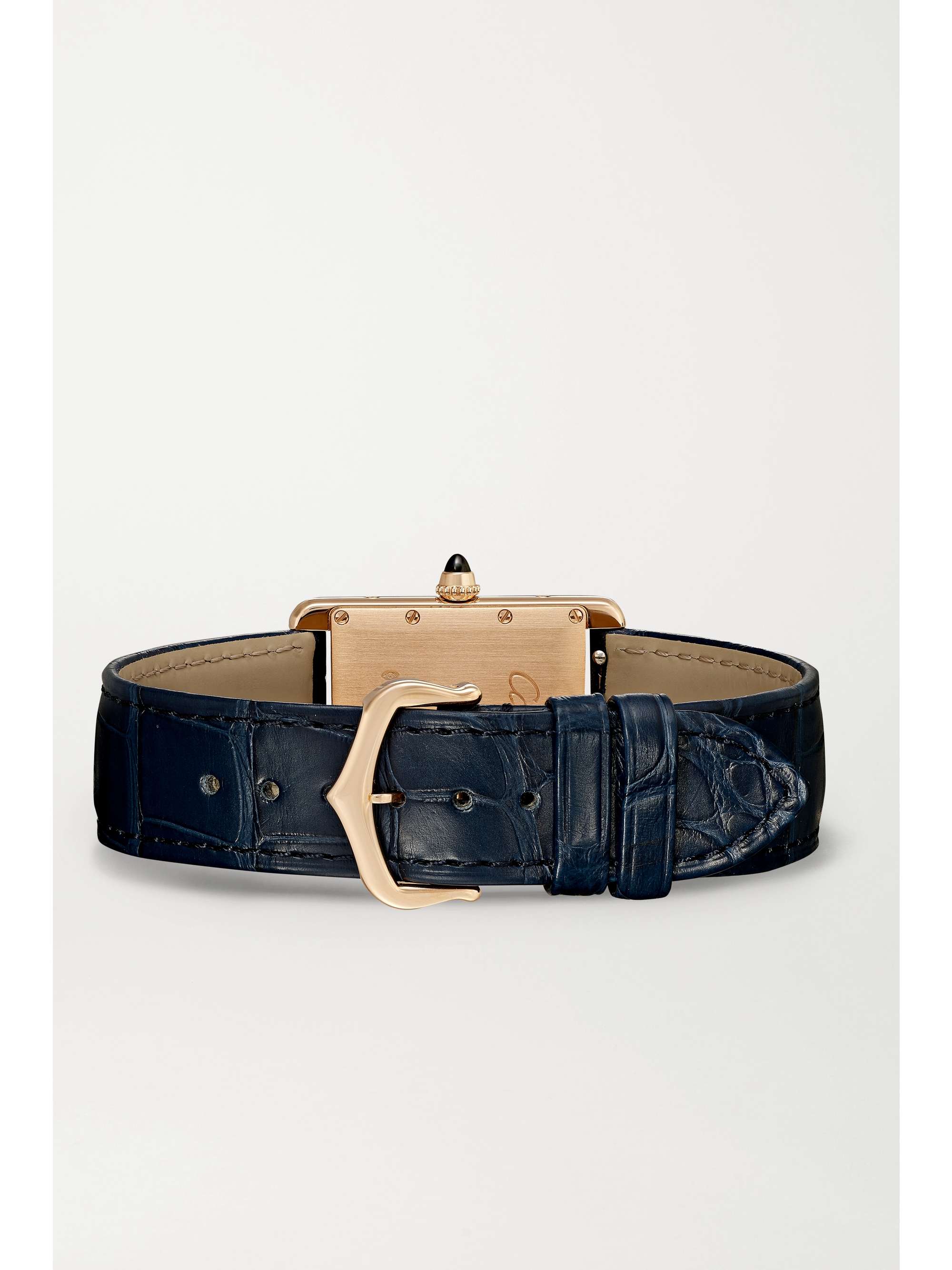 CARTIER Tank Louis Hand-Wound 34mm large 18-karat rose gold and alligator watch