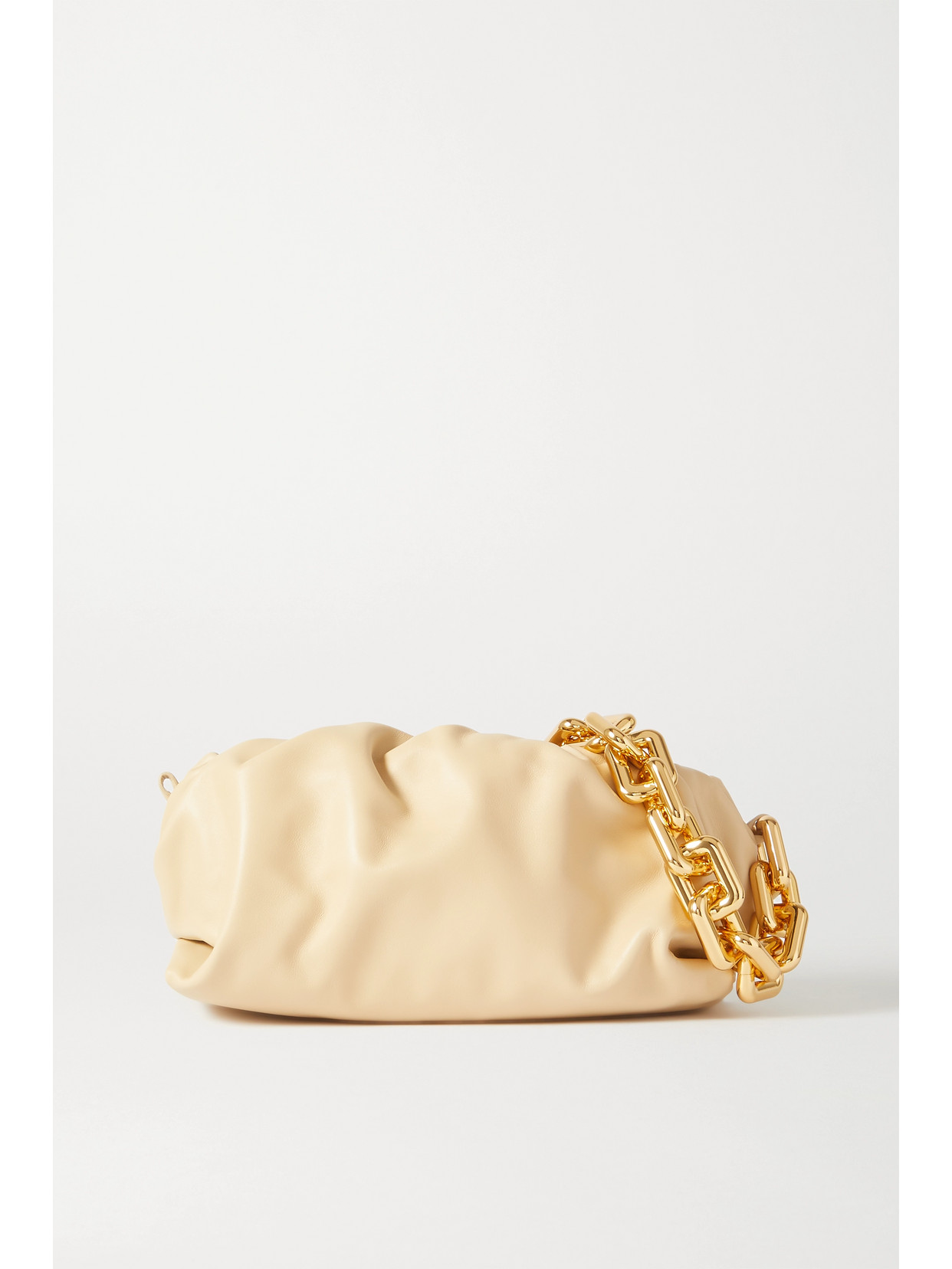 BOTTEGA VENETA THE CHAIN POUCH GATHERED LEATHER CLUTCH