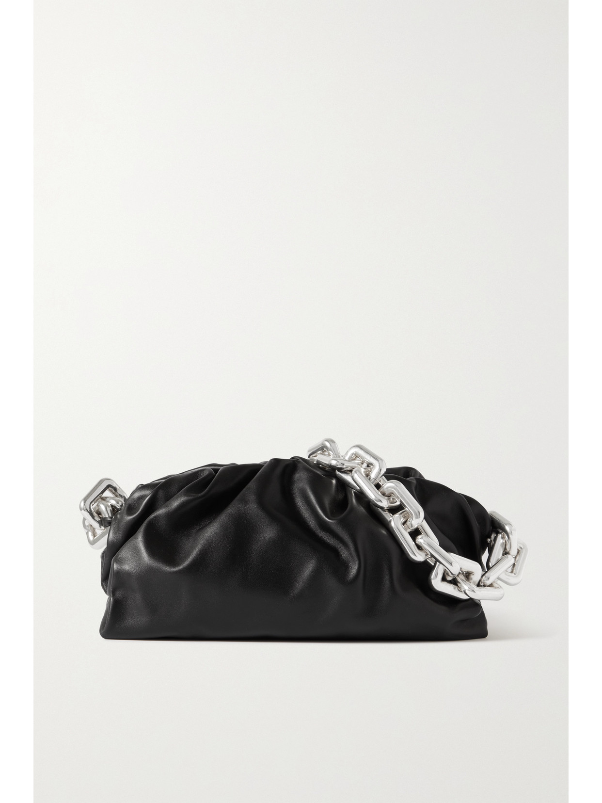 BOTTEGA VENETA THE CHAIN POUCH GATHERED LEATHER CLUTCH