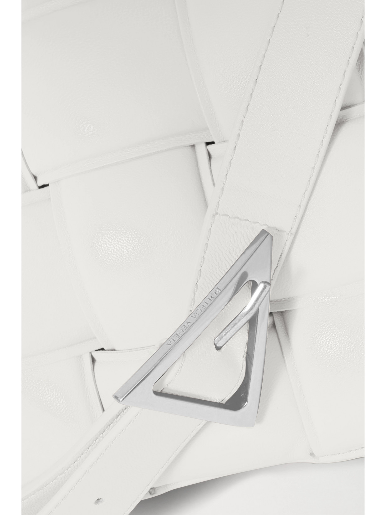 Bottega Veneta Cassette Padded Intrecciato Leather Shoulder Bag In White