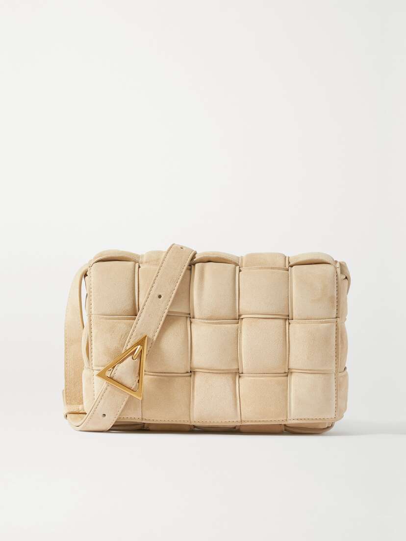 Bottega Veneta Cassette Padded Intrecciato Suede Shoulder Bag