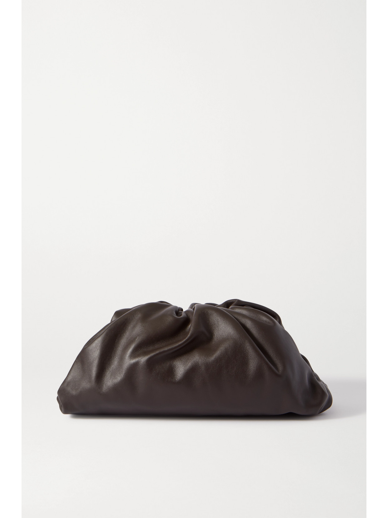 Shop Bottega Veneta The Pouch Large Gathered Leather Clutch In Brown