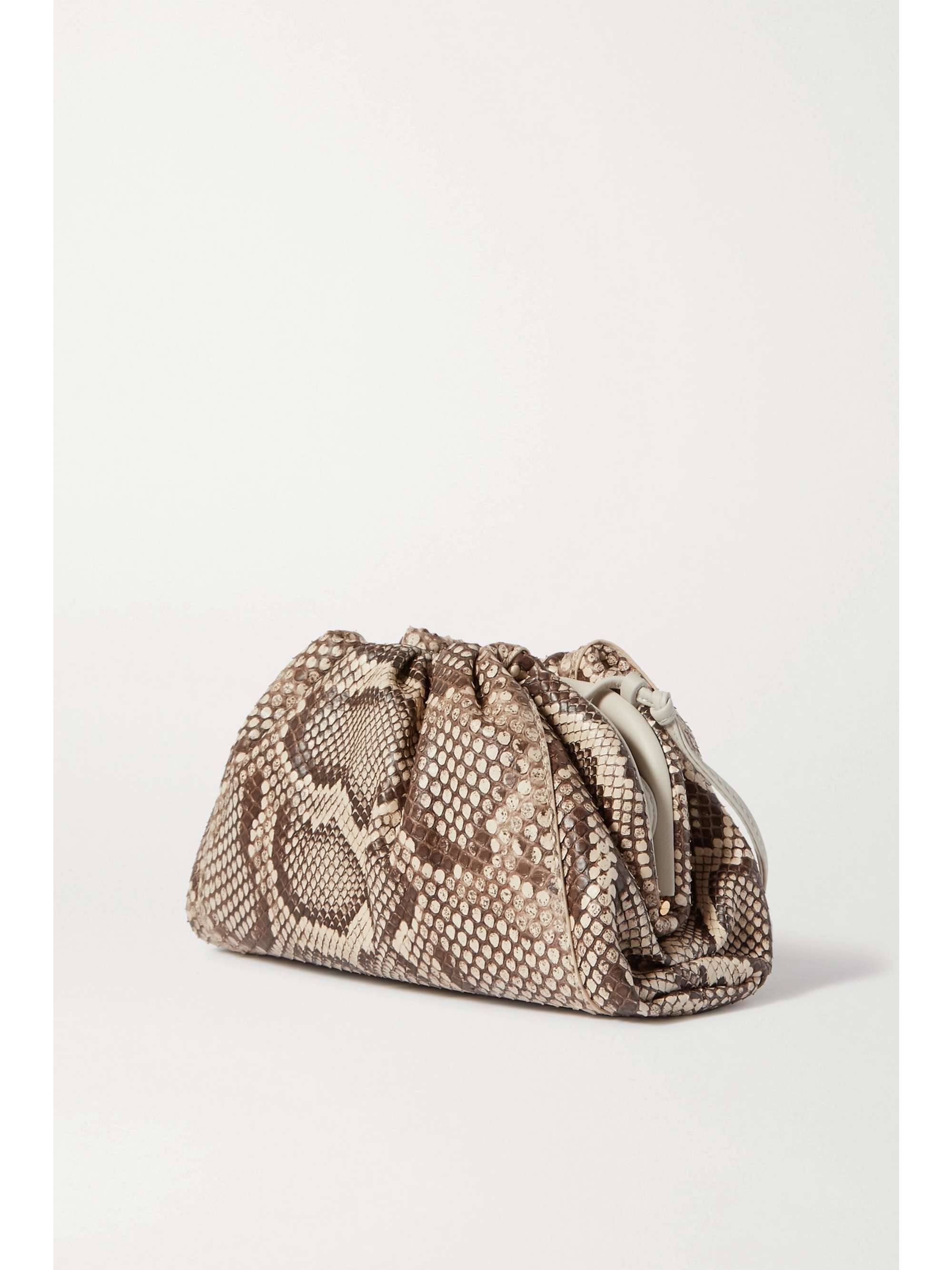 BOTTEGA VENETA The Pouch small leather-trimmed python clutch