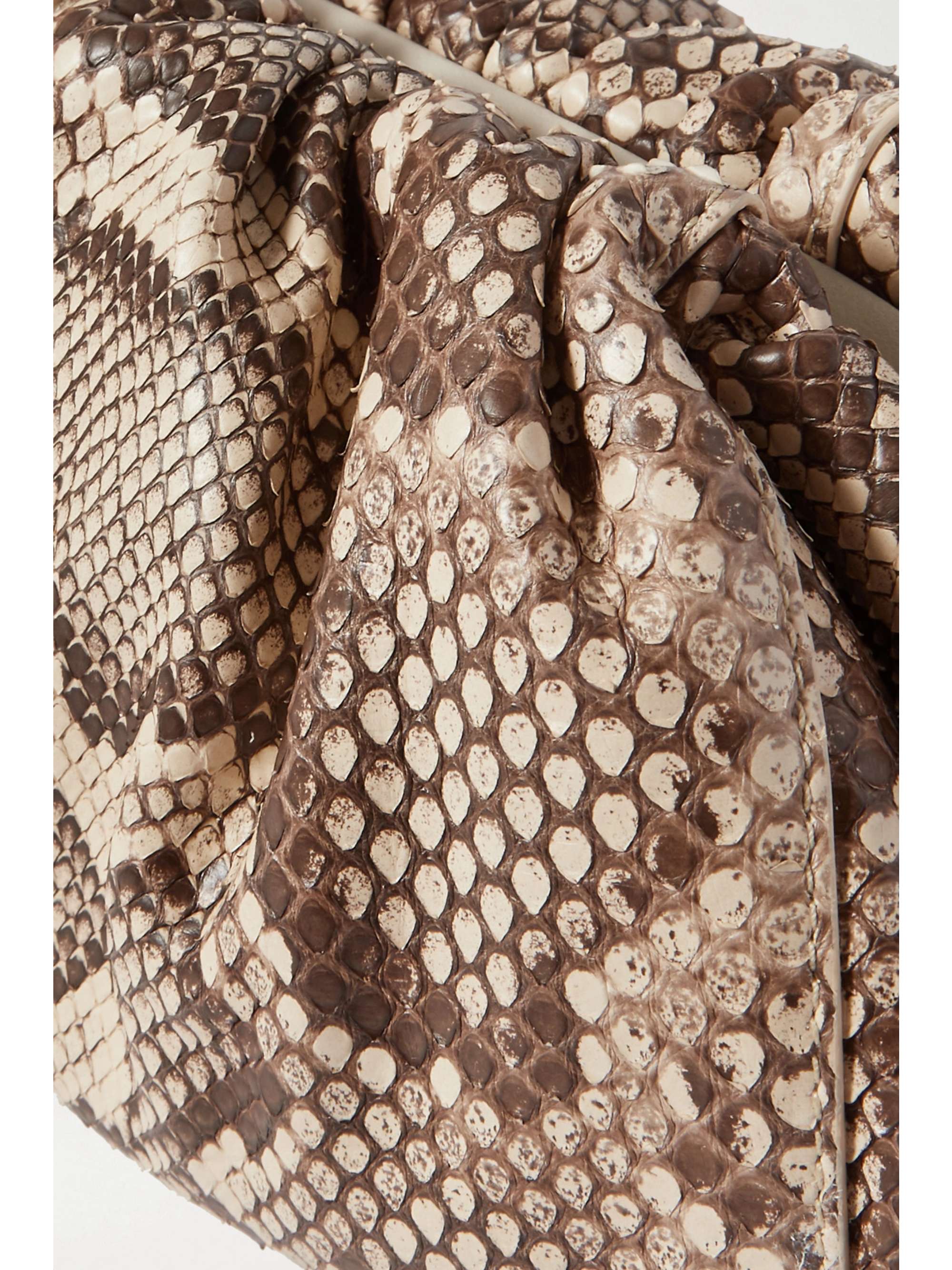 BOTTEGA VENETA The Pouch small leather-trimmed python clutch