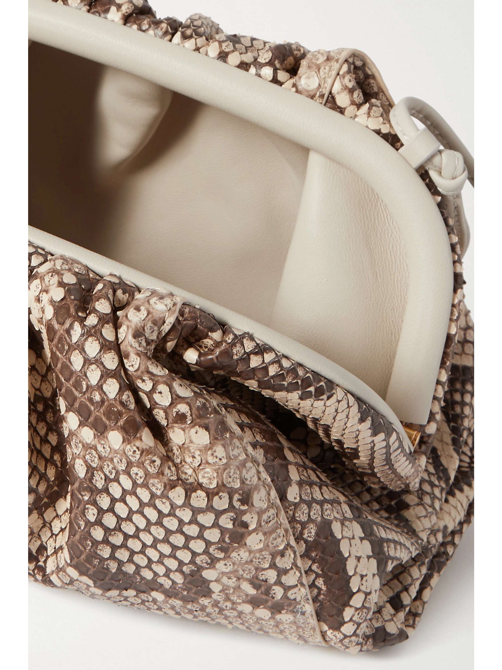 BOTTEGA VENETA The Pouch small leather-trimmed python clutch