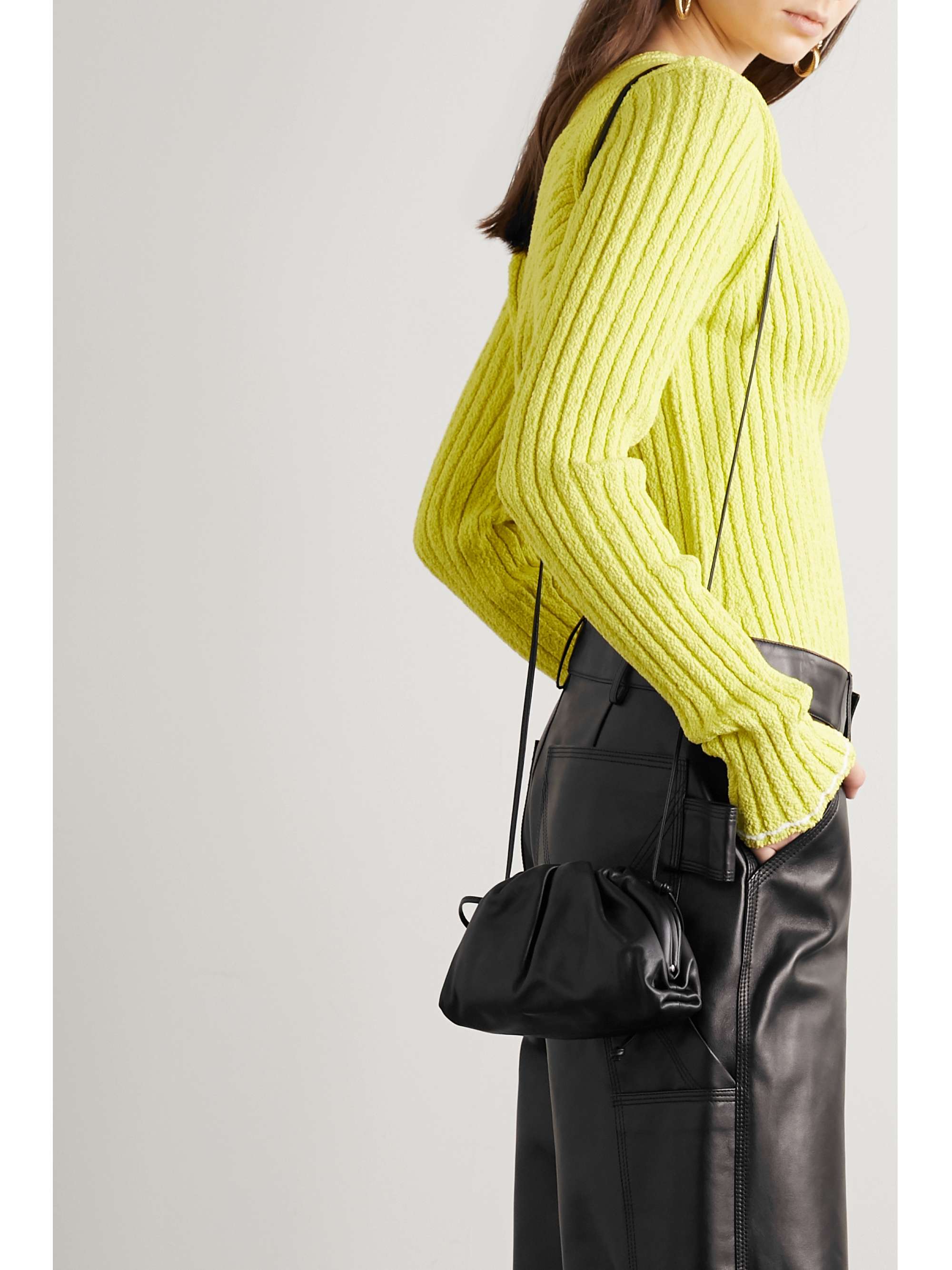 Pouch Mini Leather Shoulder Bag in Black - Bottega Veneta