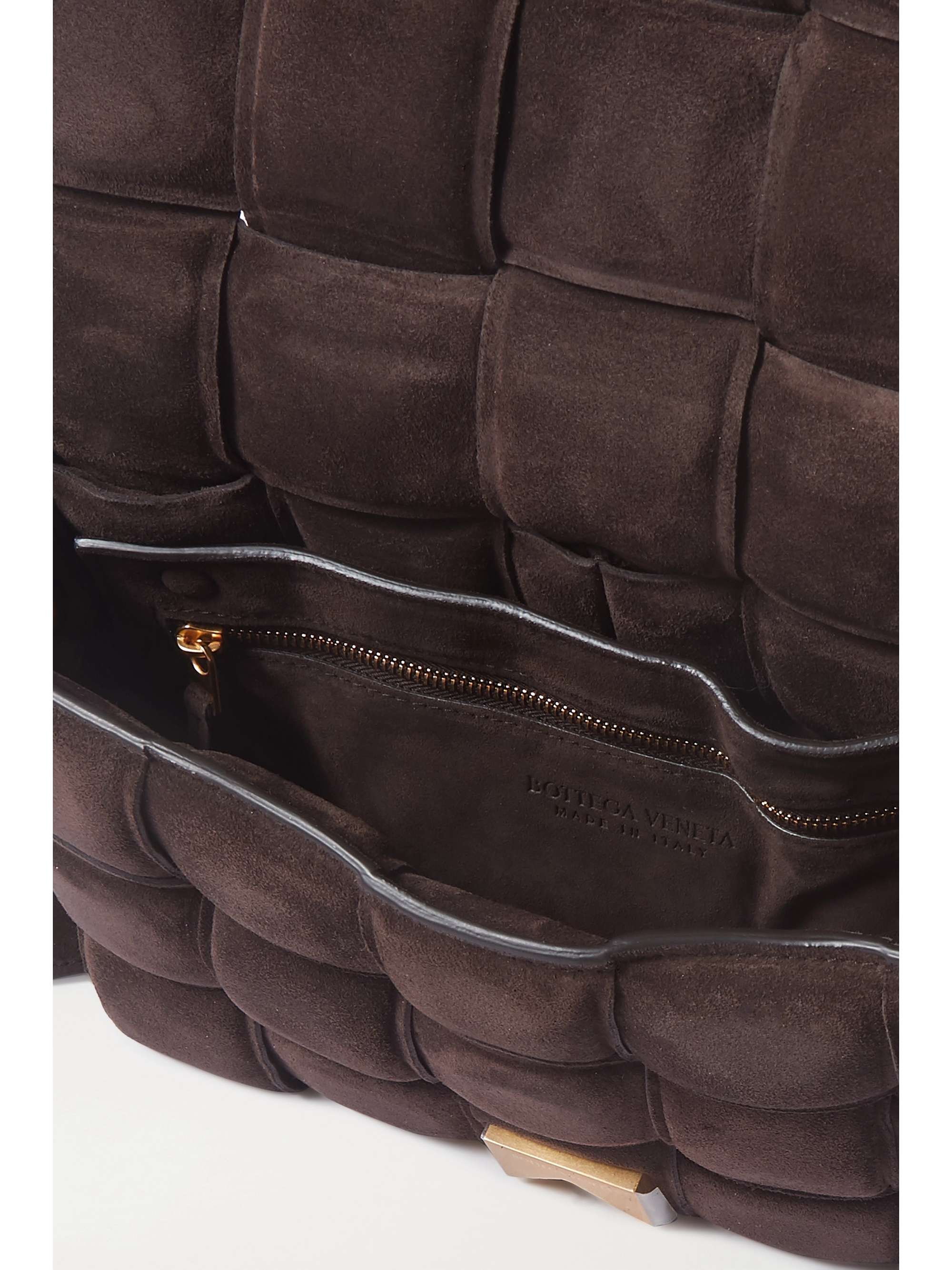 BOTTEGA VENETA Cassette padded intrecciato suede shoulder bag