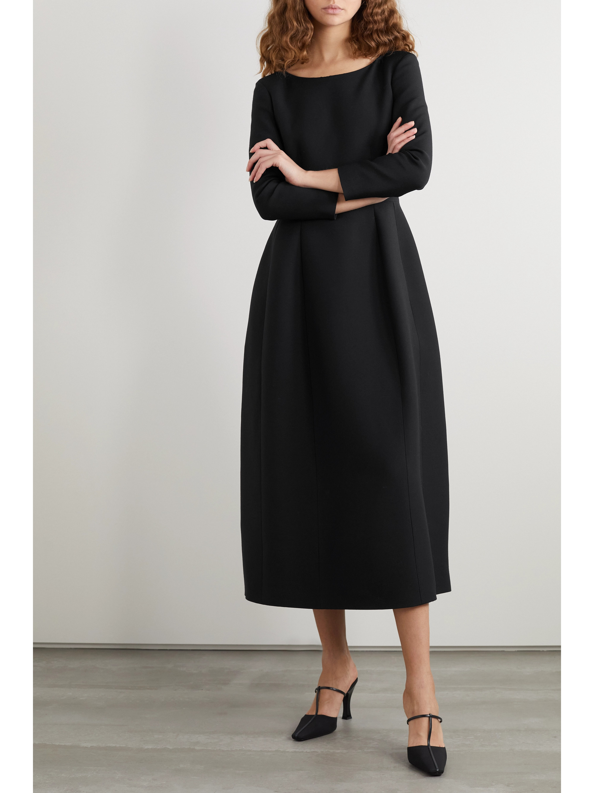 The Row Lilibet wool and silk-blend crepe midi dress