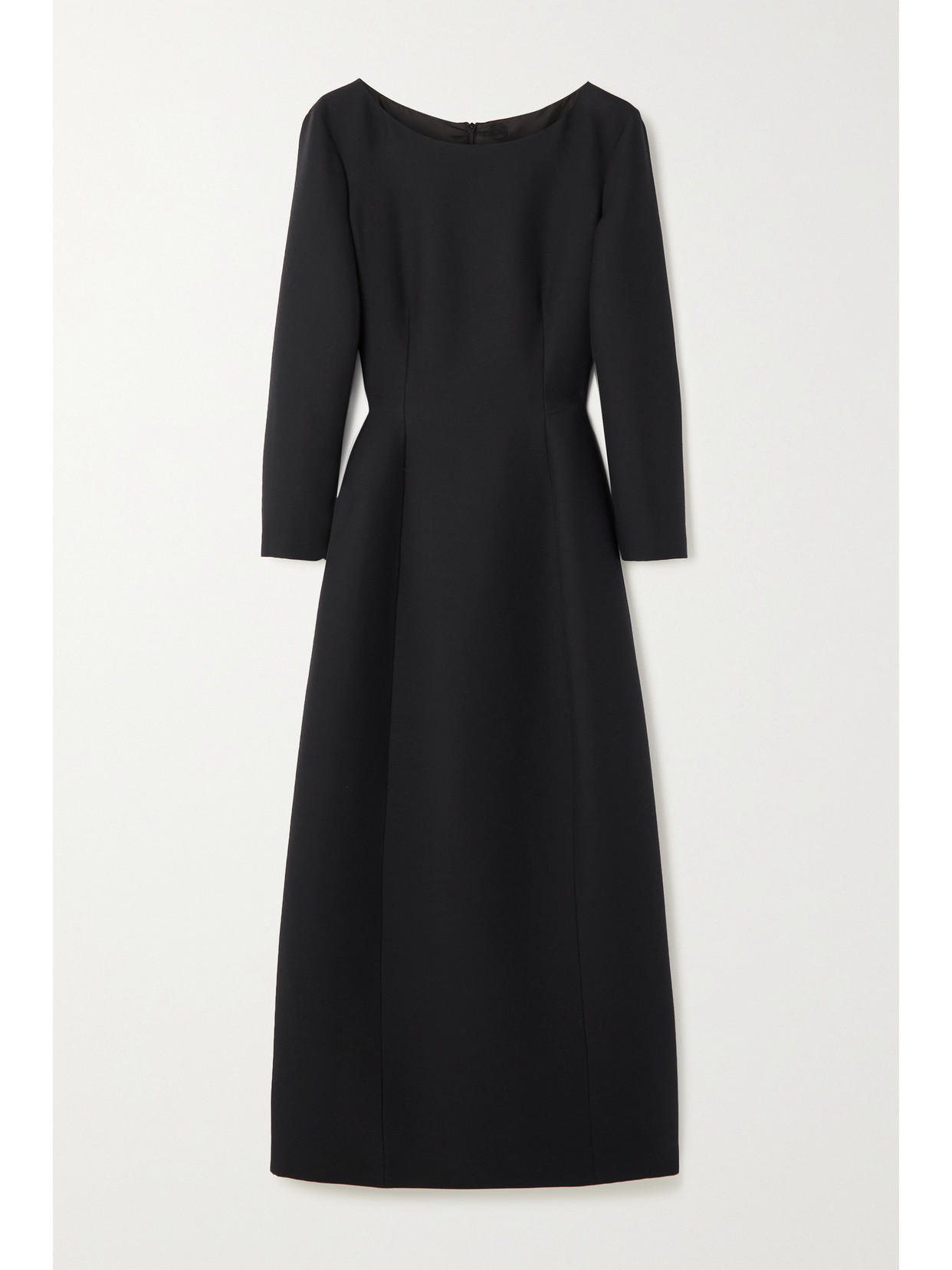 The Row Lilibet Wool And Silk-blend Crepe Midi Dress In Black