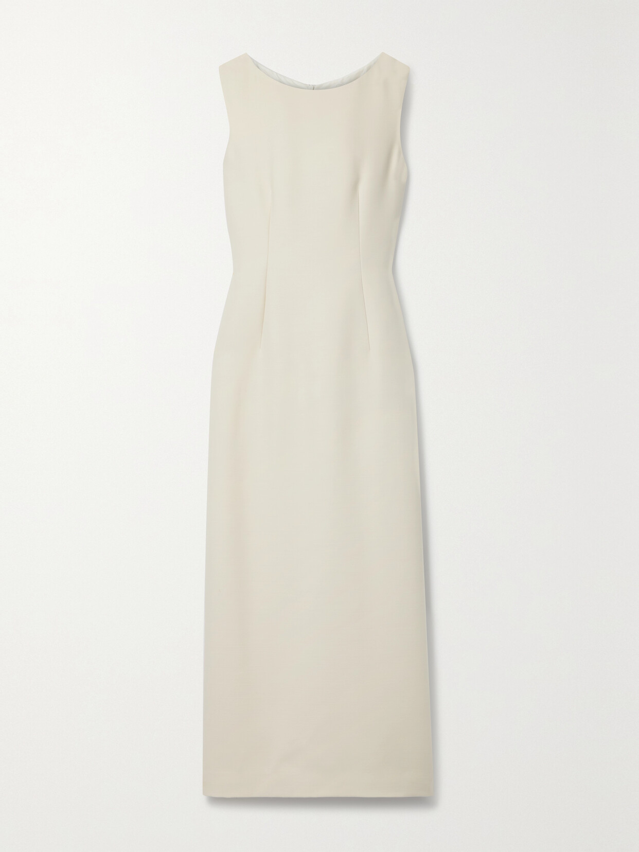 The Row Riah Wool And Silk-blend Crepe Midi Dress - Ivory