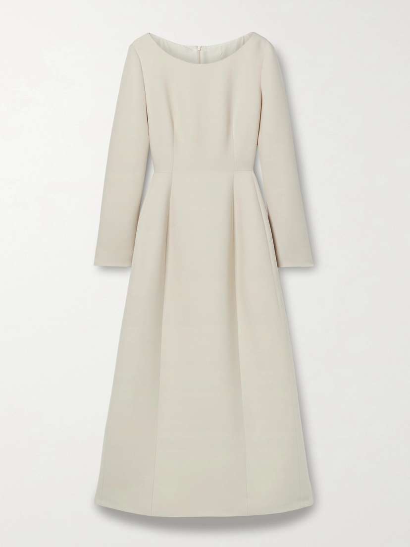 The Row Lilibet Wool And Silk-blend Crepe Midi Dress