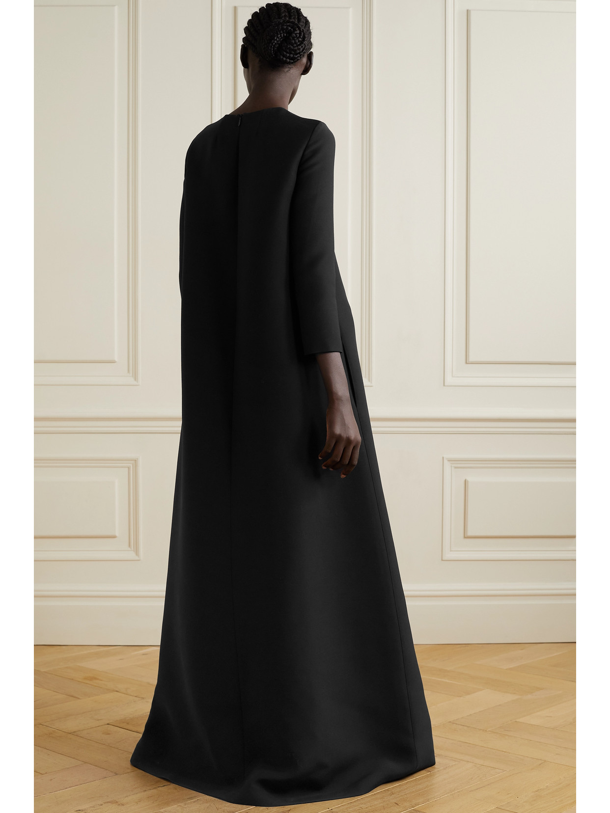 Shop The Row Stefos Wool And Silk-blend Crepe Gown In Black