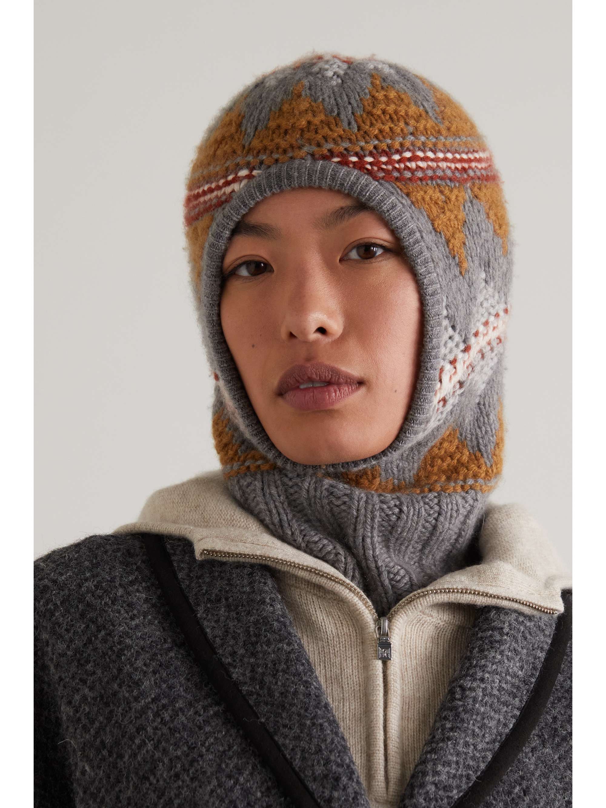 LORO PIANA Argyle cashmere balaclava