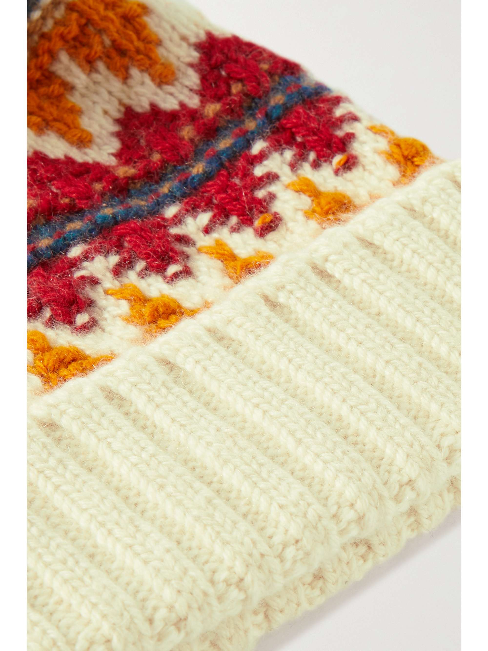 LORO PIANA Bonnet en cachemire à motif jacquard et à pompon
