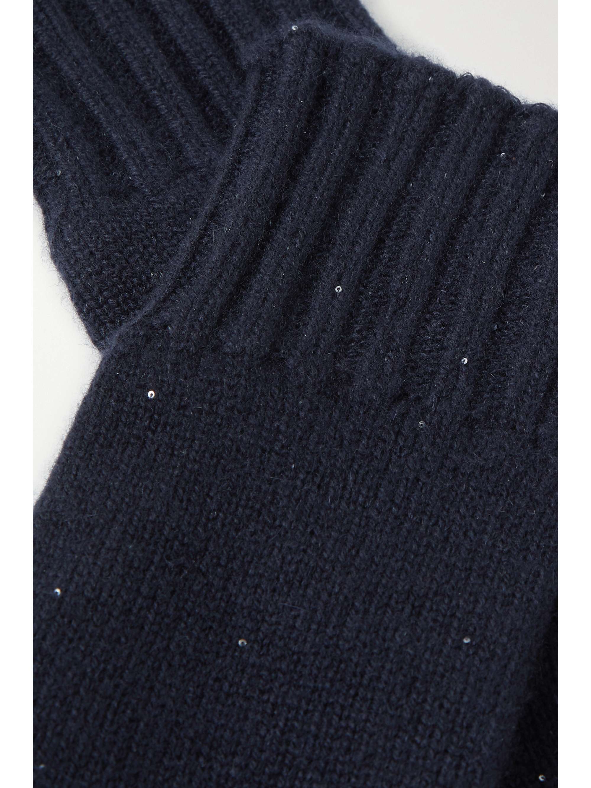 LORO PIANA Sequin-embellished cashmere-blend gloves