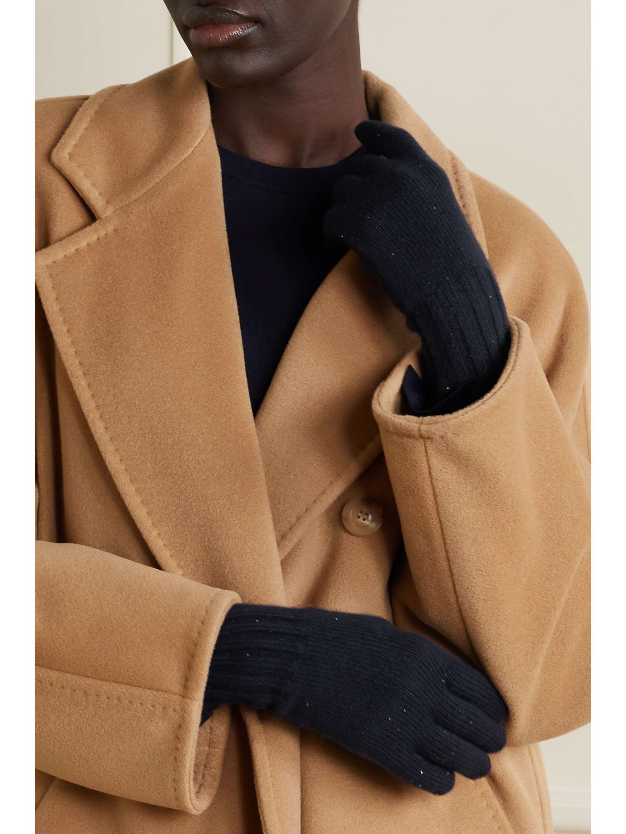 LORO PIANA Sequin-embellished cashmere-blend gloves