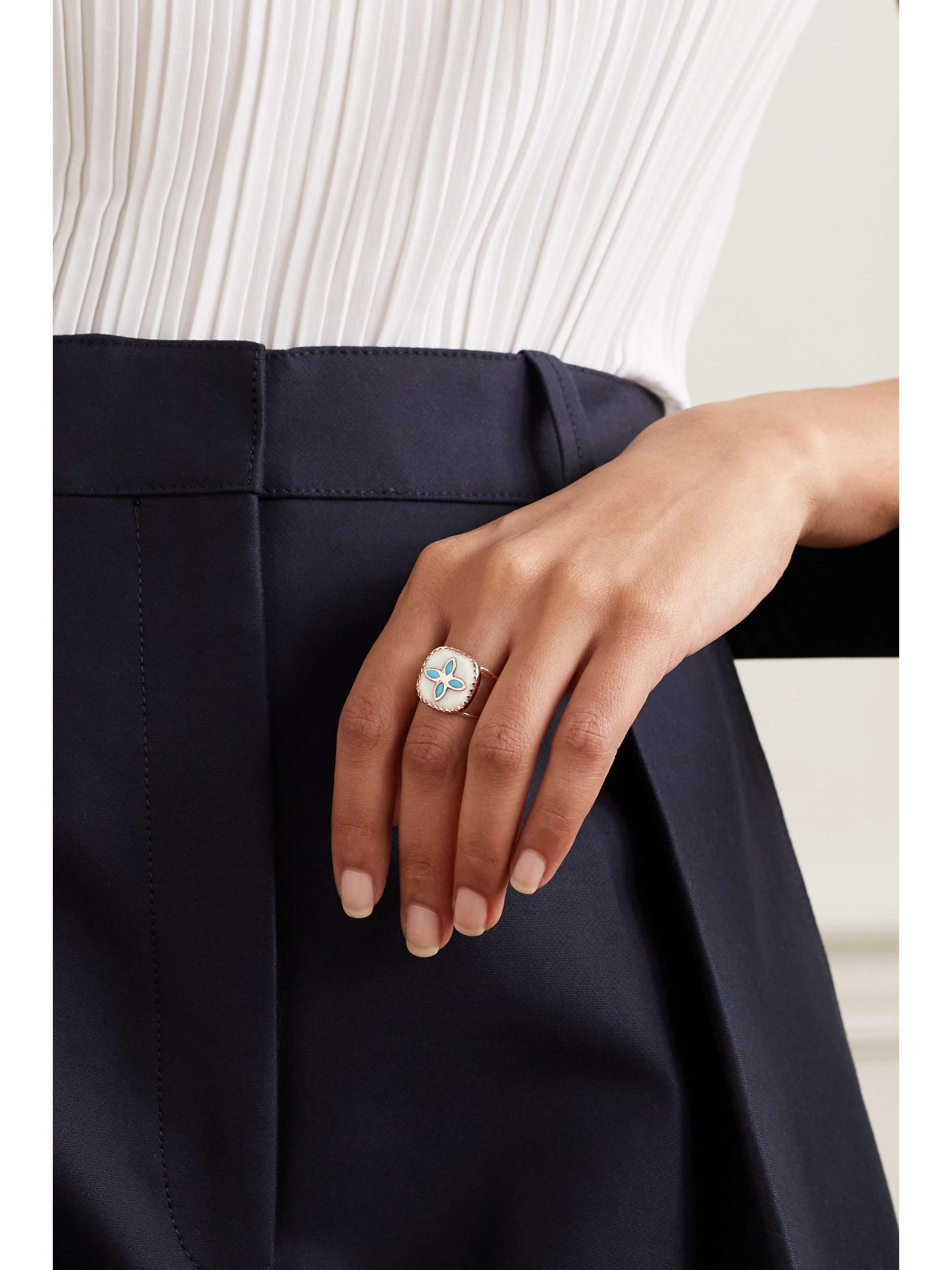 PASCALE MONVOISIN Bowie N 2 9 karat rose gold resin and turquoise ring NET A PORTER