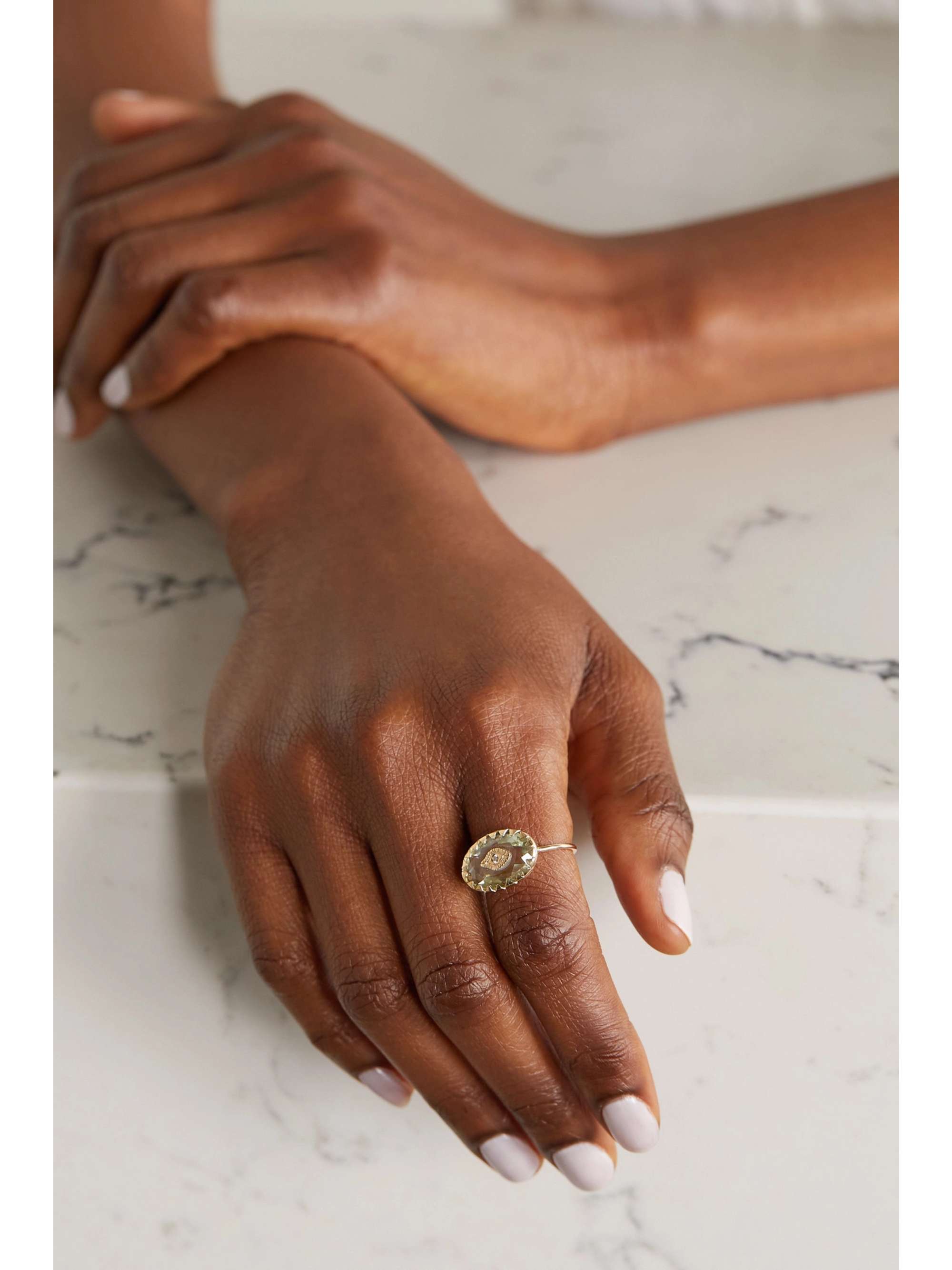 PASCALE MONVOISIN Souad 9-karat gold, labradorite and diamond ring