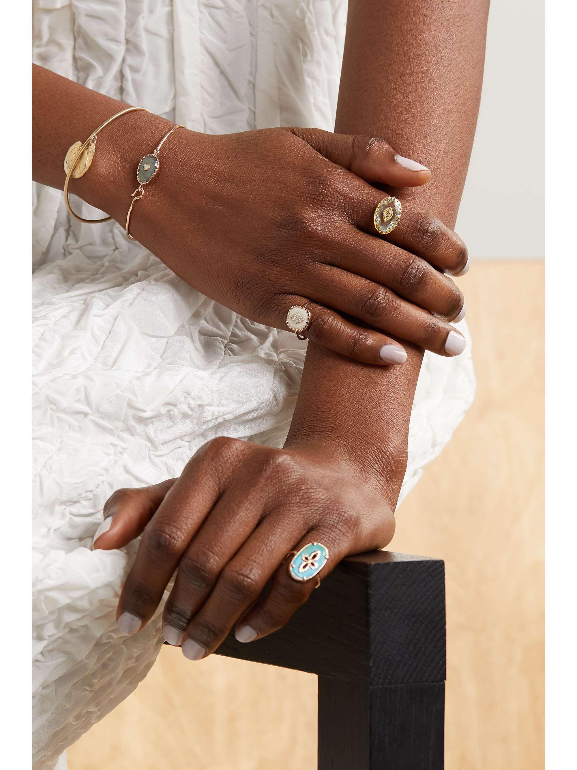 PASCALE MONVOISIN Souad 9-karat gold, labradorite and diamond ring