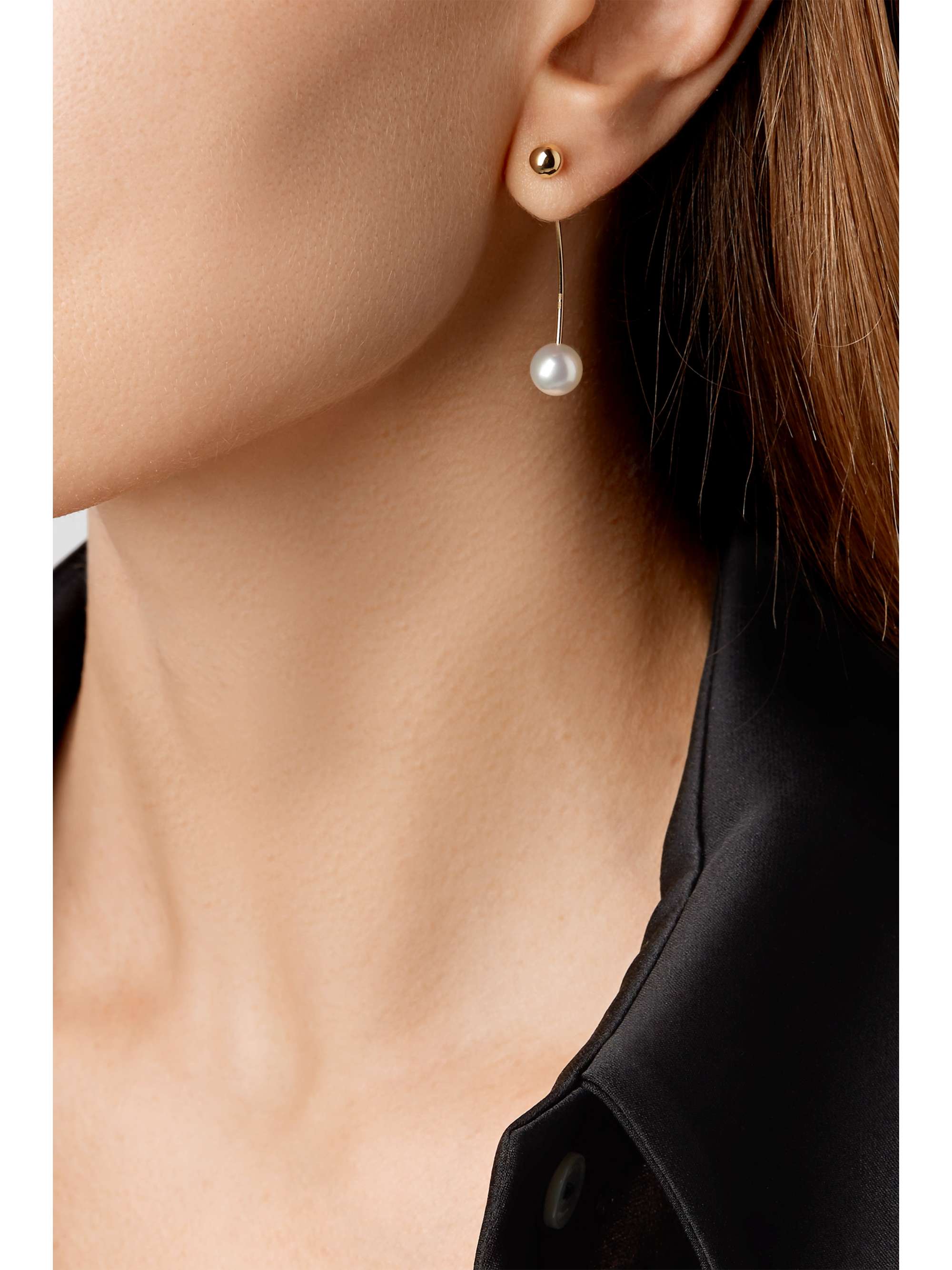 Elipse 14 karat gold pearl single earring