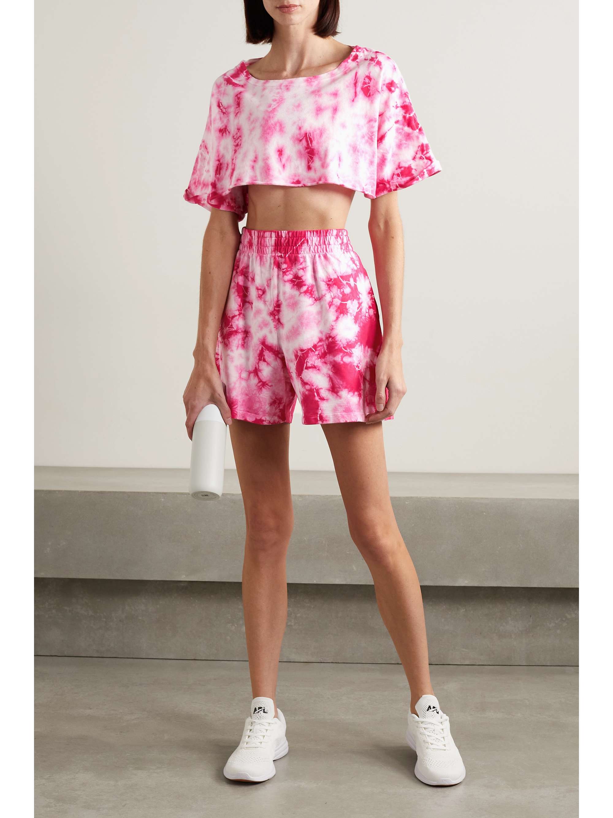 YEAR OF OURS + Lindsey Harrod cropped tie-dyed cotton-jersey T-shirt