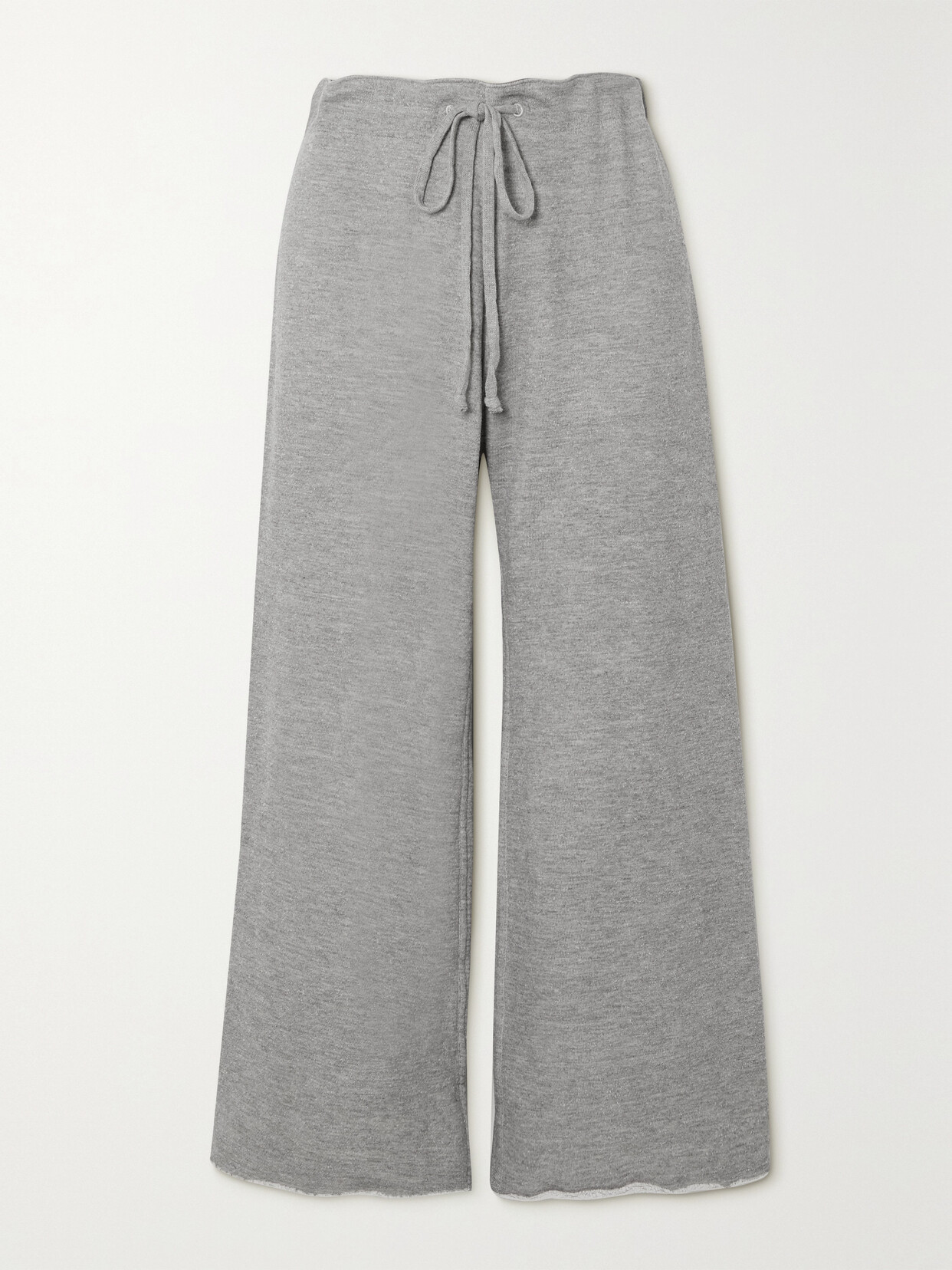 Nili Lotan - Kiki Cropped Distressed Cotton-blend Jersey Track Pants - Gray