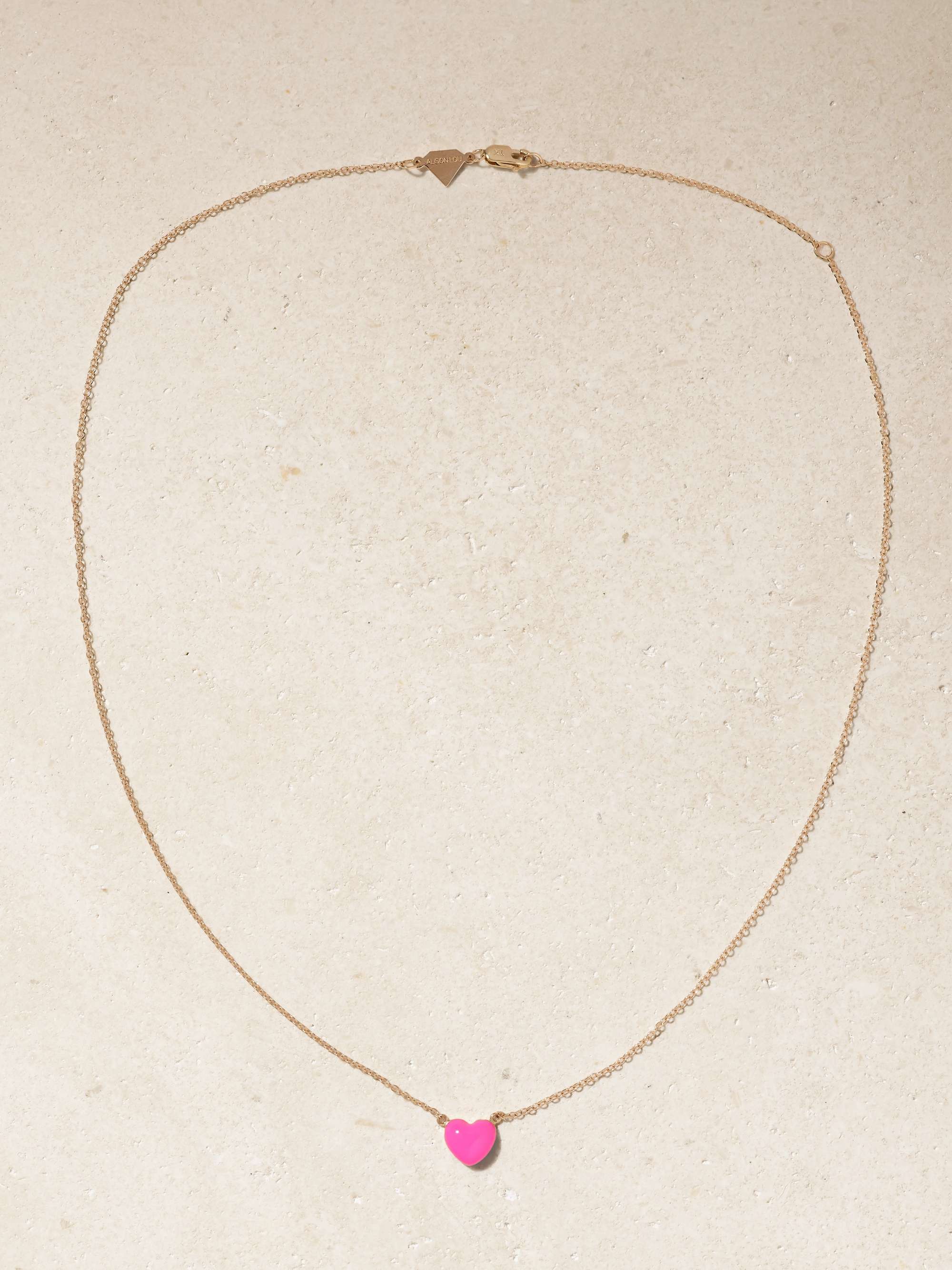 ALISON LOU Heart 14-karat gold and enamel necklace