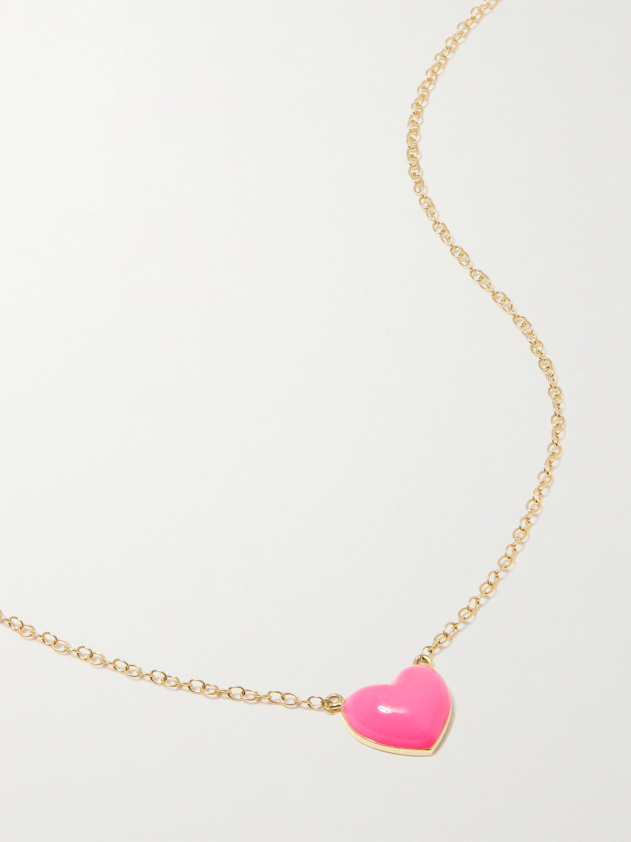 Alison Lou - Heart 14-karat Gold And Enamel Necklace - Pink