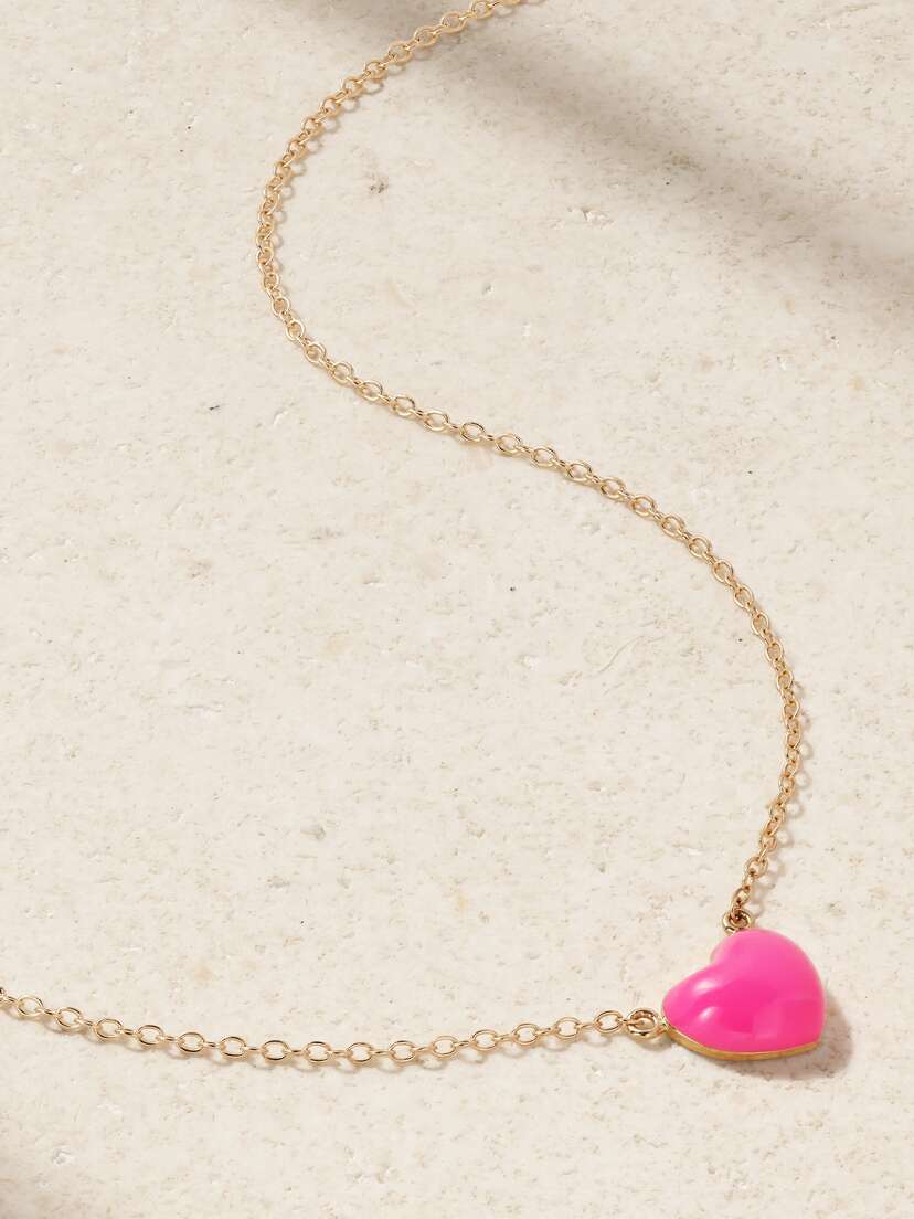 Alison Lou Heart 14-karat Gold And Enamel Necklace