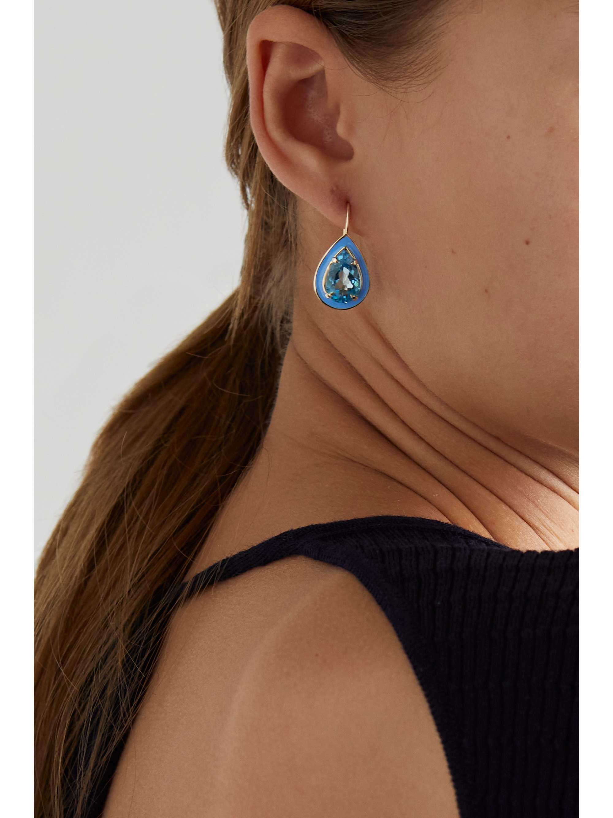 ALISON LOU Boucles d'oreilles en or 14 carats (585/1000), améthystes et émail