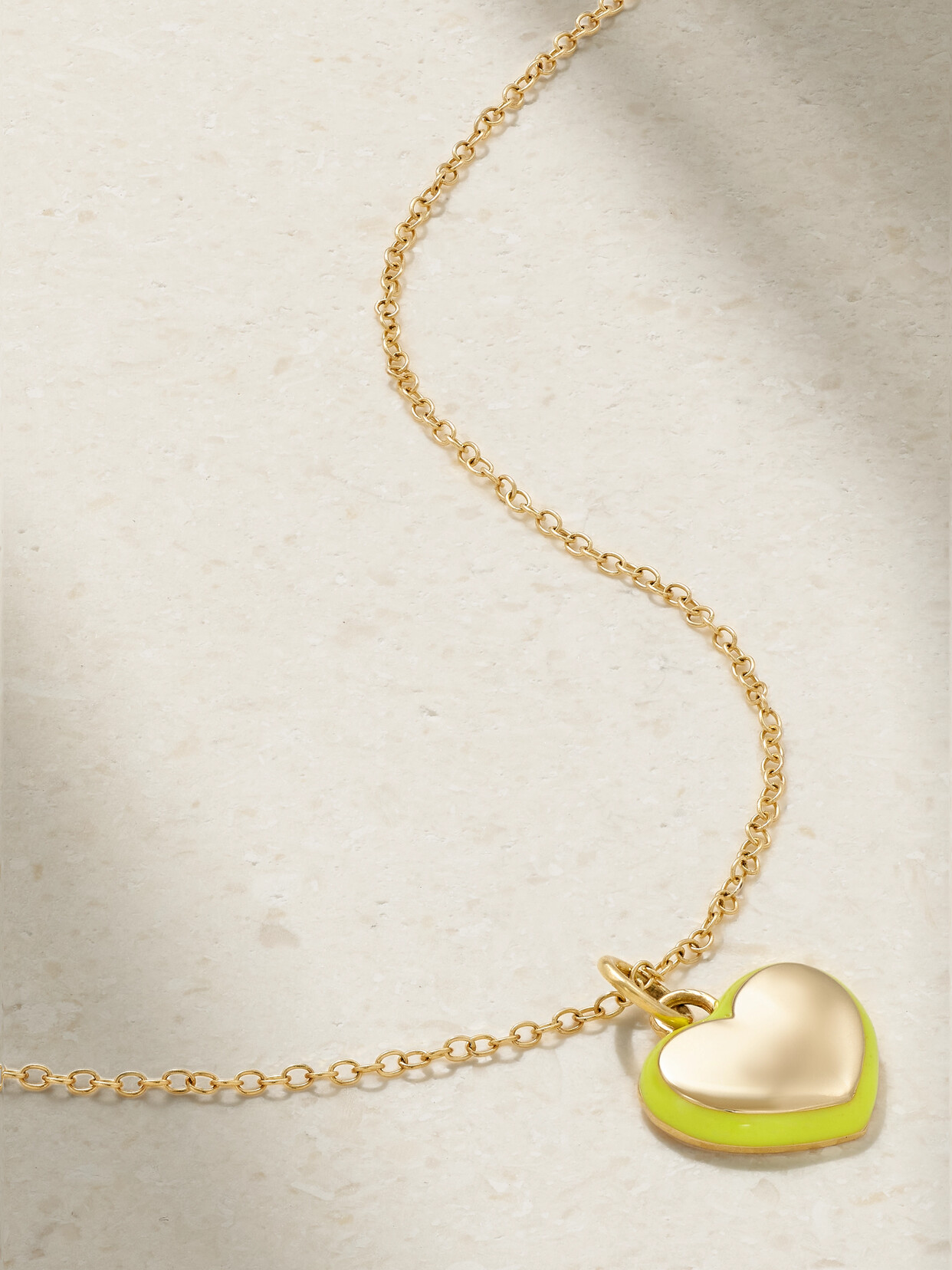 Alison Lou Puffy Heart 14-karat Gold And Enamel Necklace