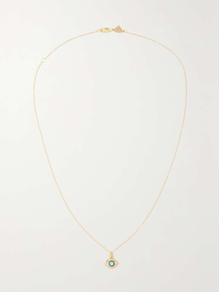 Alison Lou Evil Eye 14-karat Gold, Diamond And Enamel Necklace