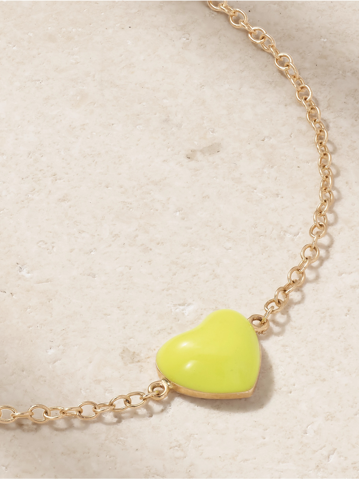 Alison Lou Heart 14-karat Gold And Enamel Bracelet In Gold