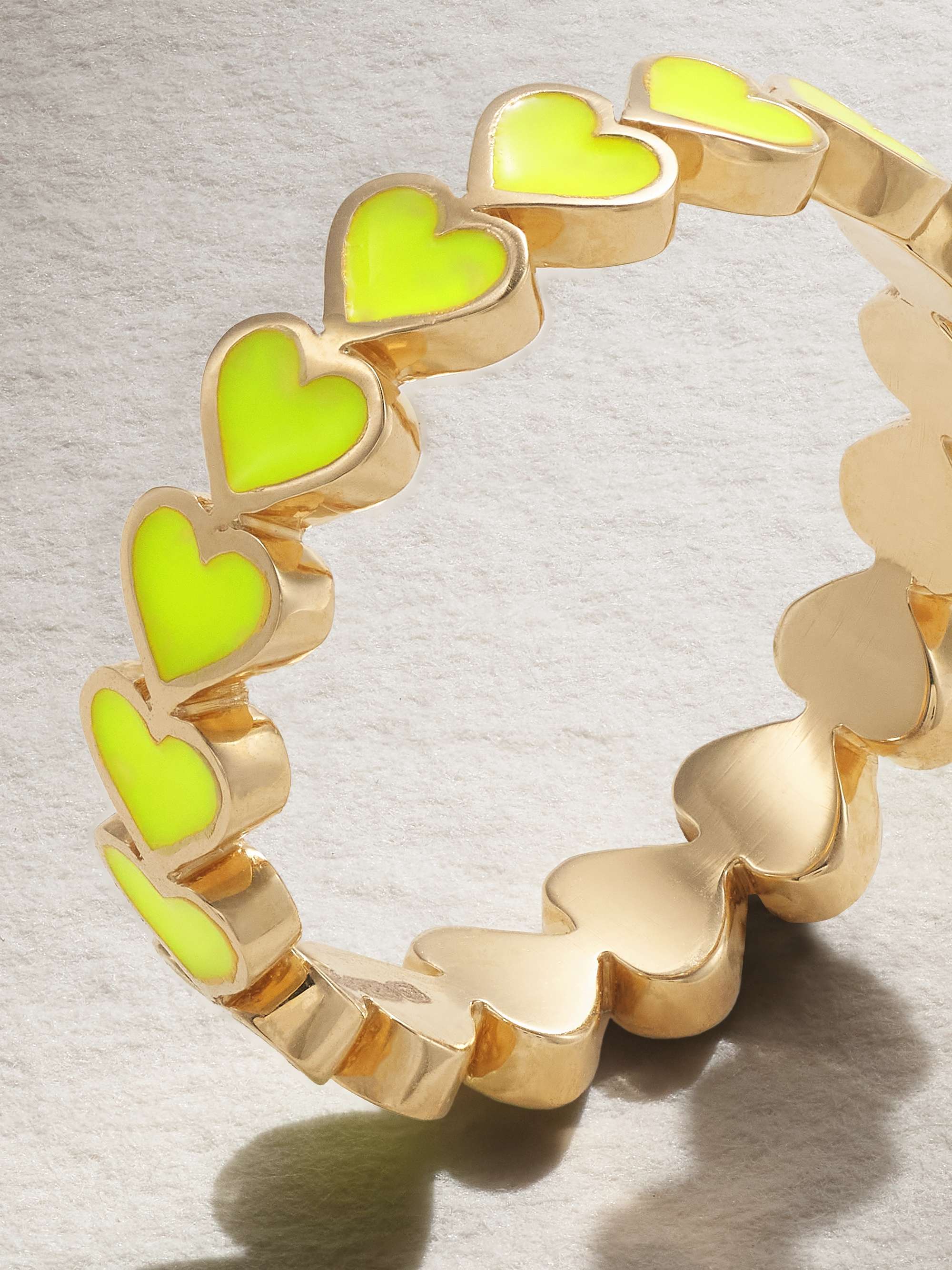 ALISON LOU Heart Stack 14-karat gold and enamel ring
