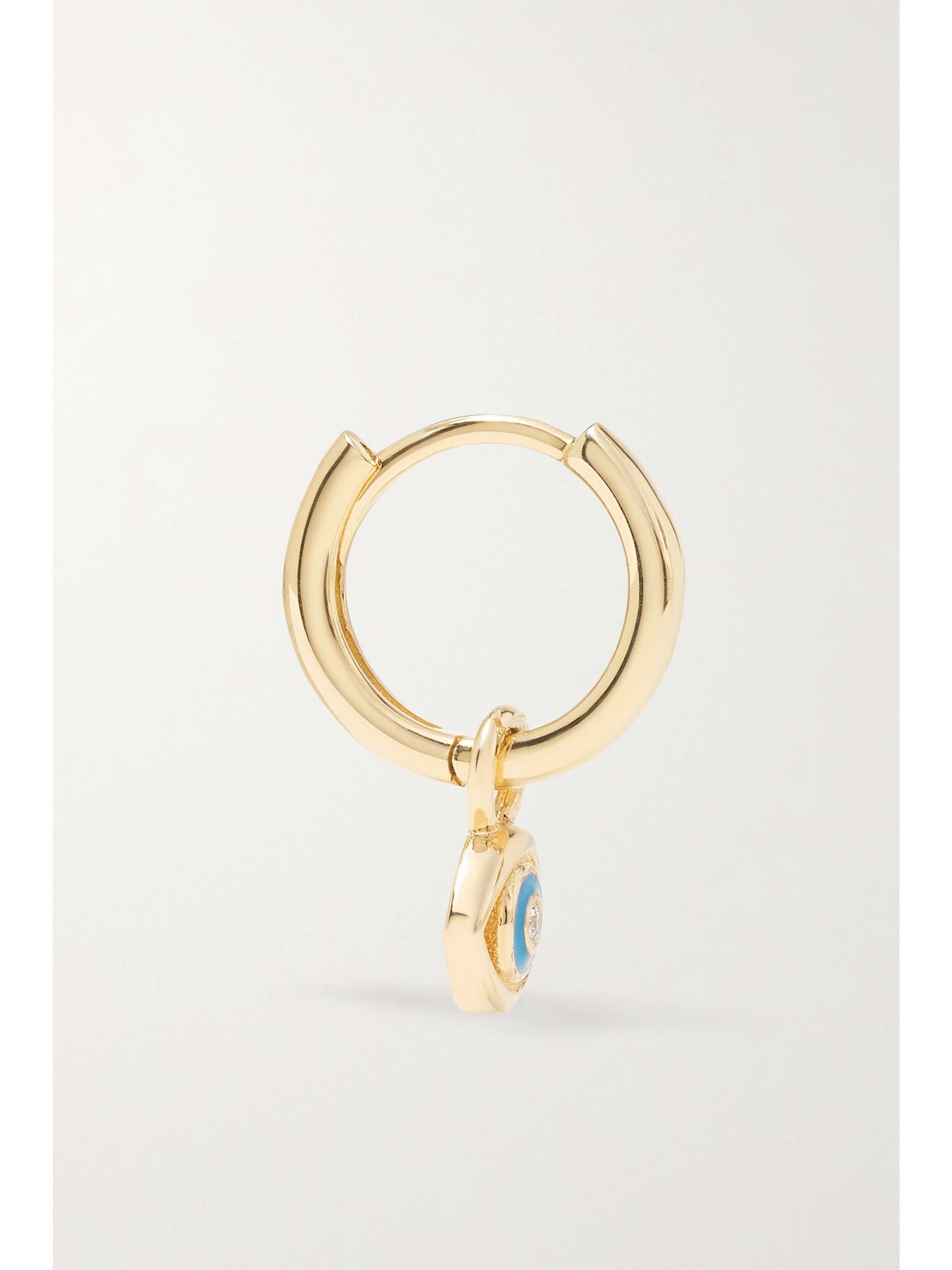 ALISON LOU Pear Cocktail 14-karat gold, topaz and enamel single hoop earring