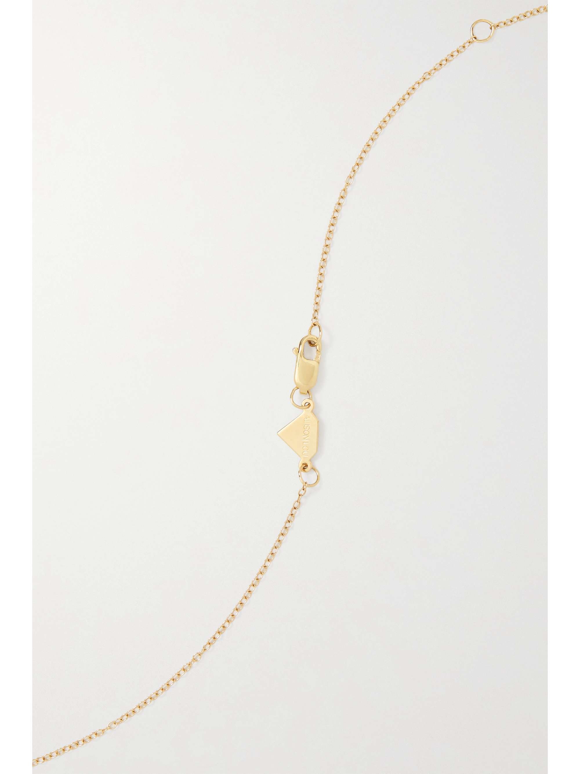 ALISON LOU Heart 14-karat gold and enamel citrine necklace