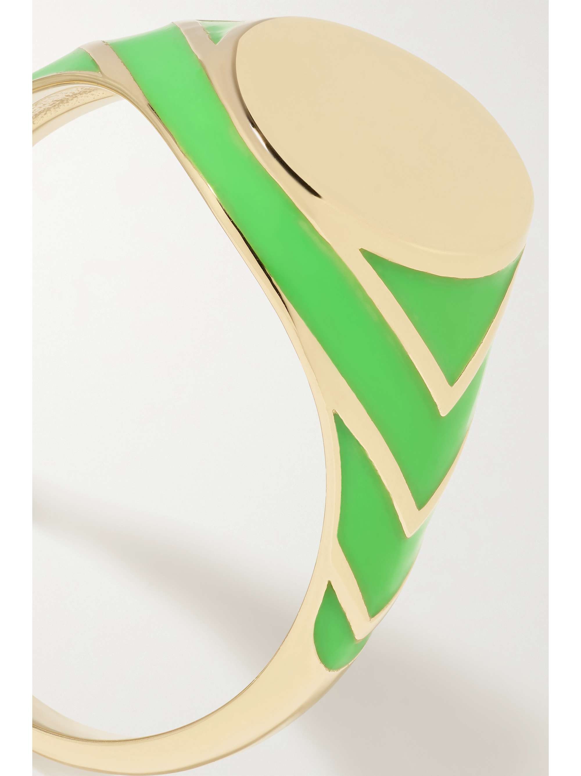 ALISON LOU Stripe 14-karat gold and enamel ring