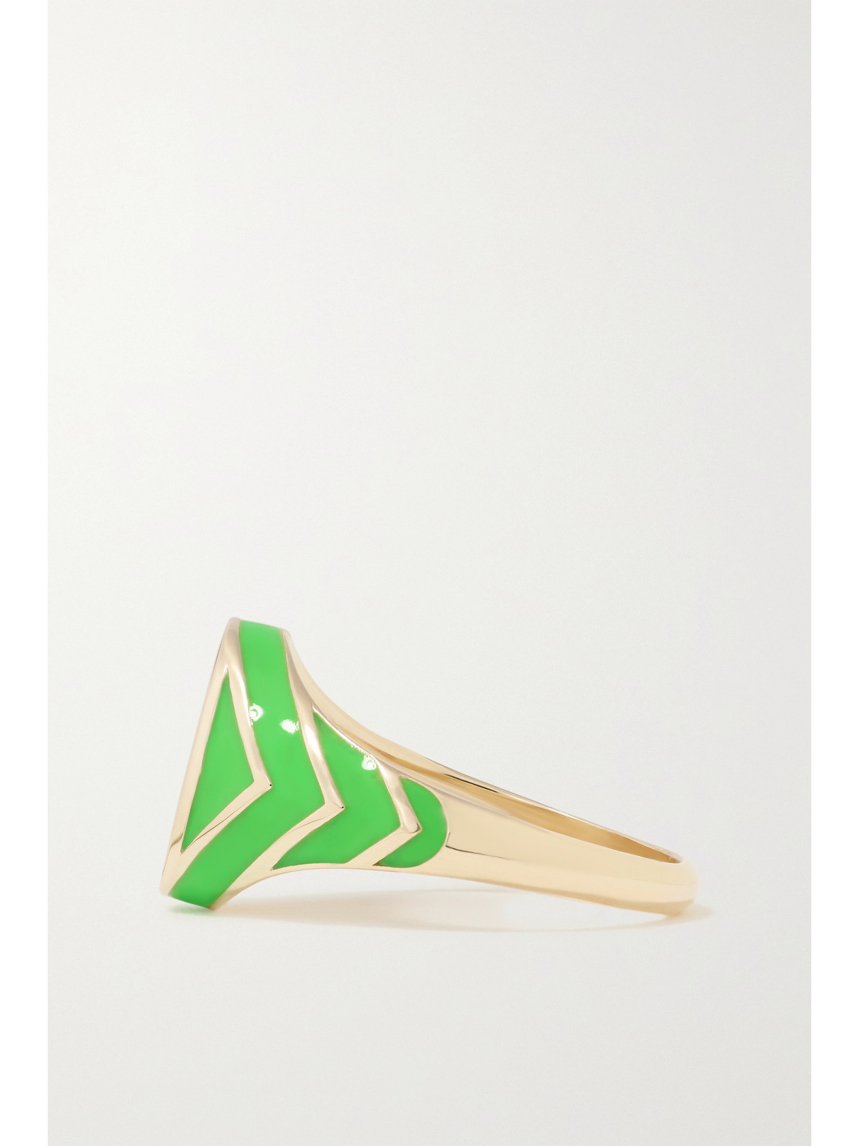 Alison Lou Stripe 14-karat Gold And Enamel Ring In Gold