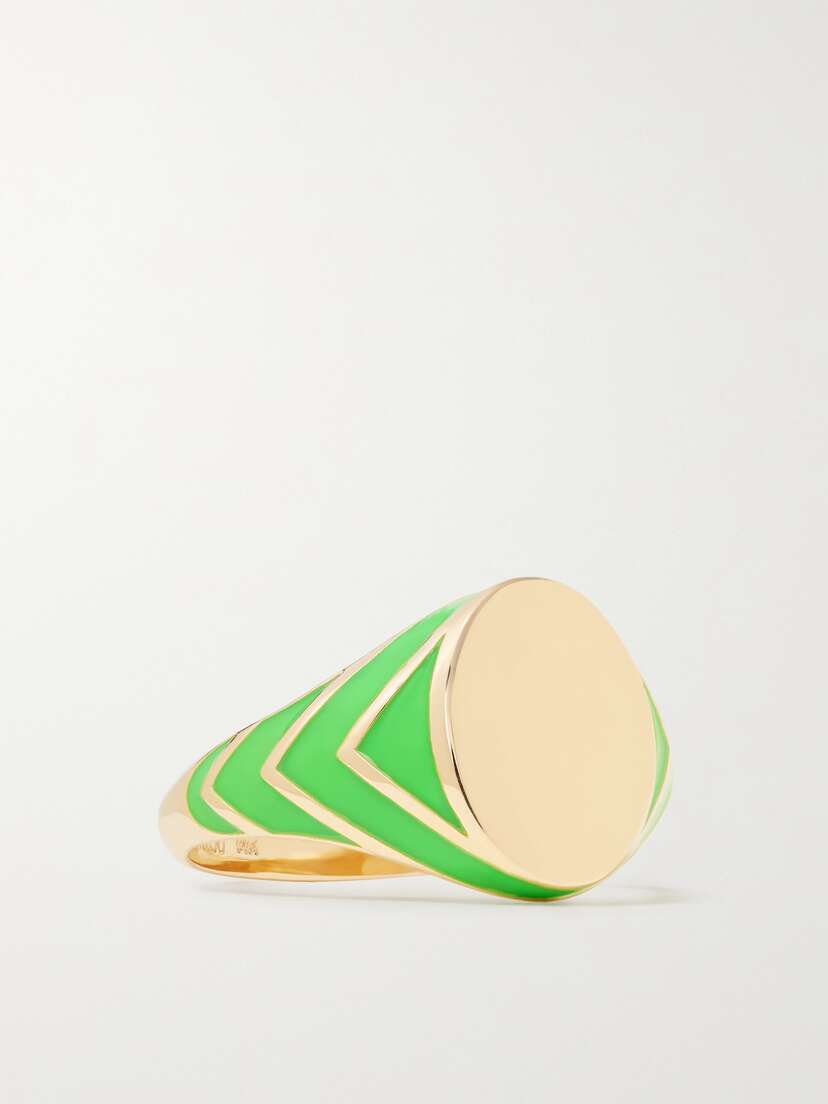 Alison Lou Stripe 14-karat Gold And Enamel Ring