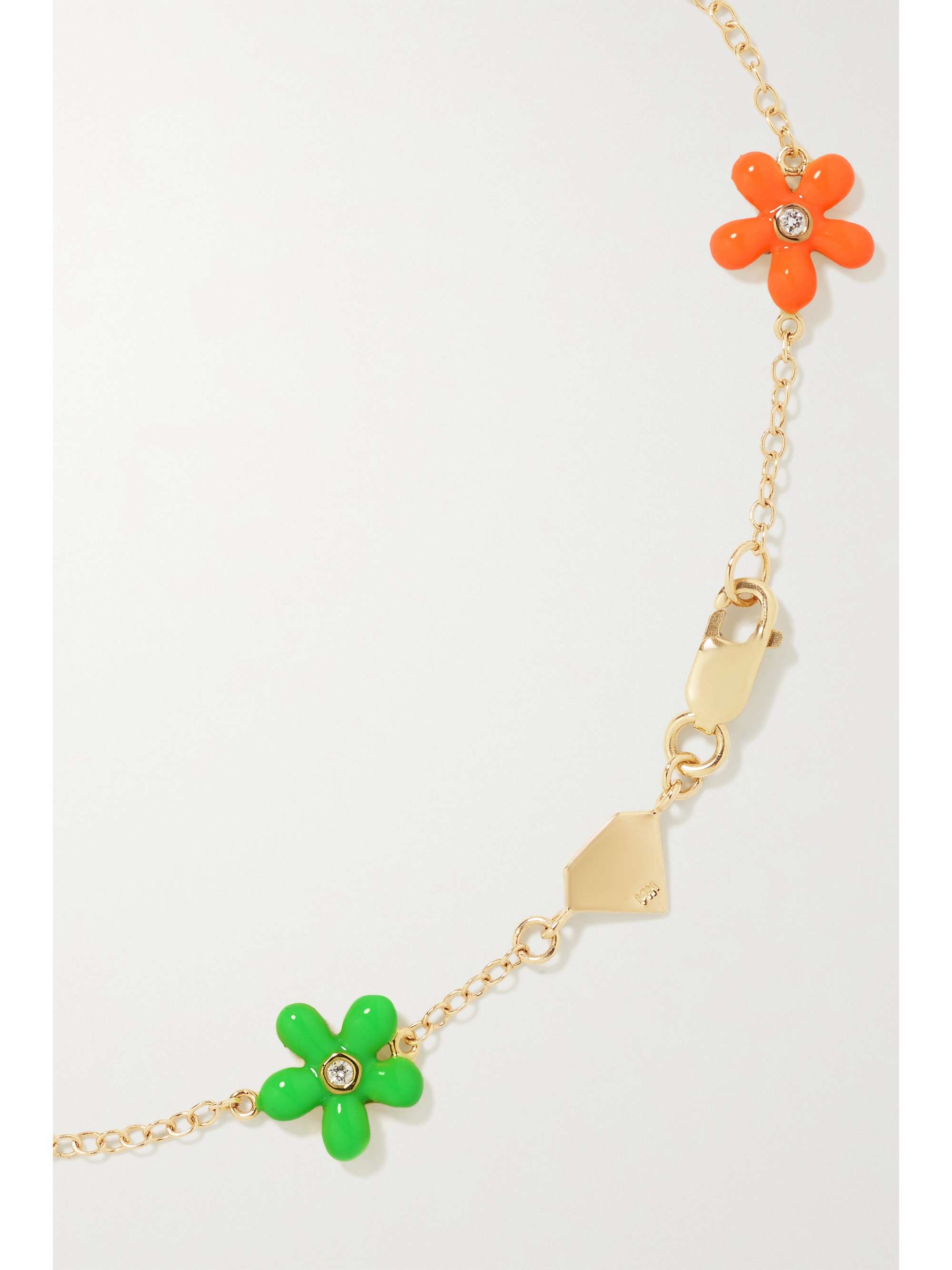 ALISON LOU Wildflower By The Yard 14-karat gold, diamond and enamel bracelet