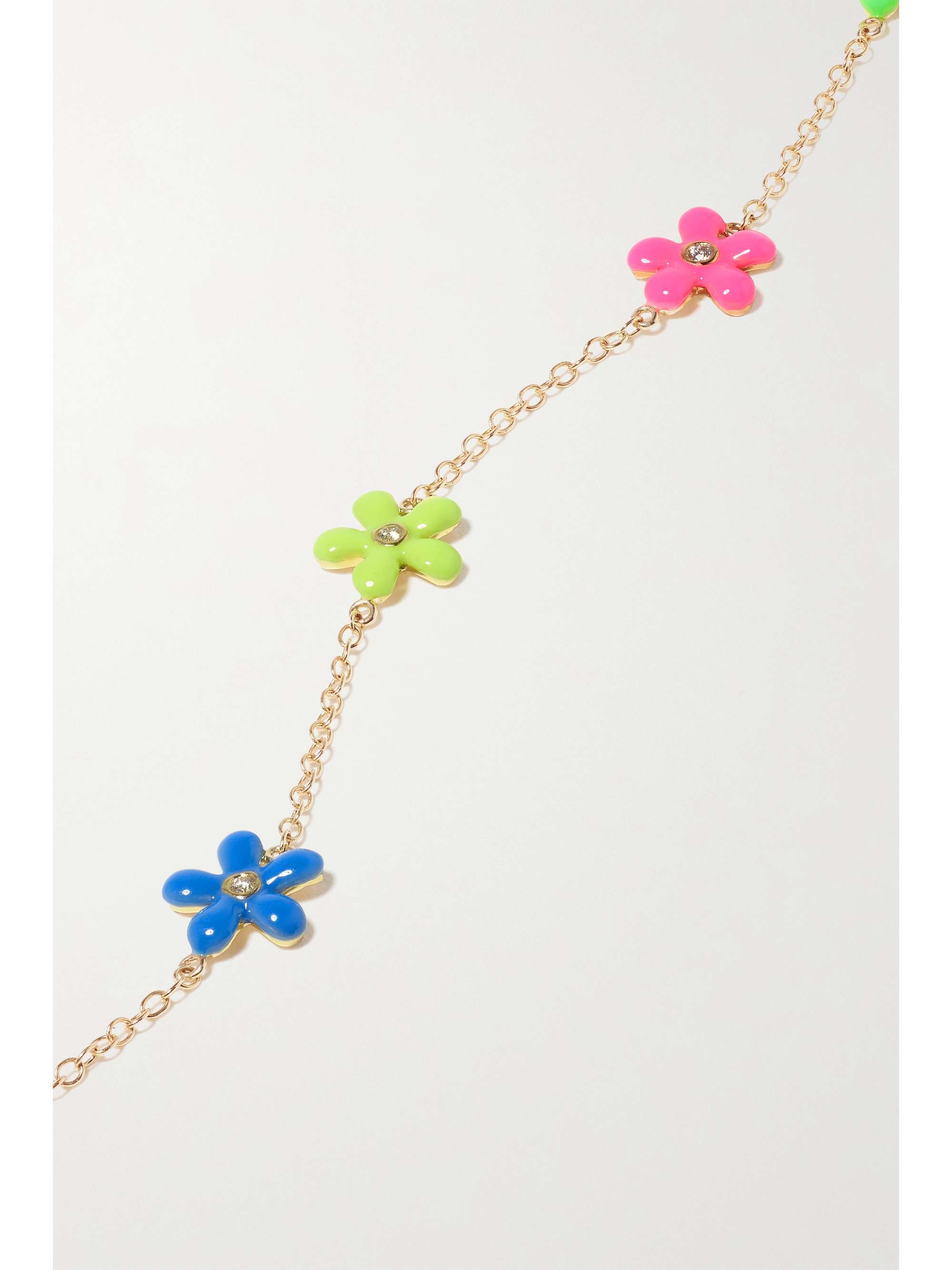 ALISON LOU Wildflower By The Yard 14-karat gold, diamond and enamel bracelet