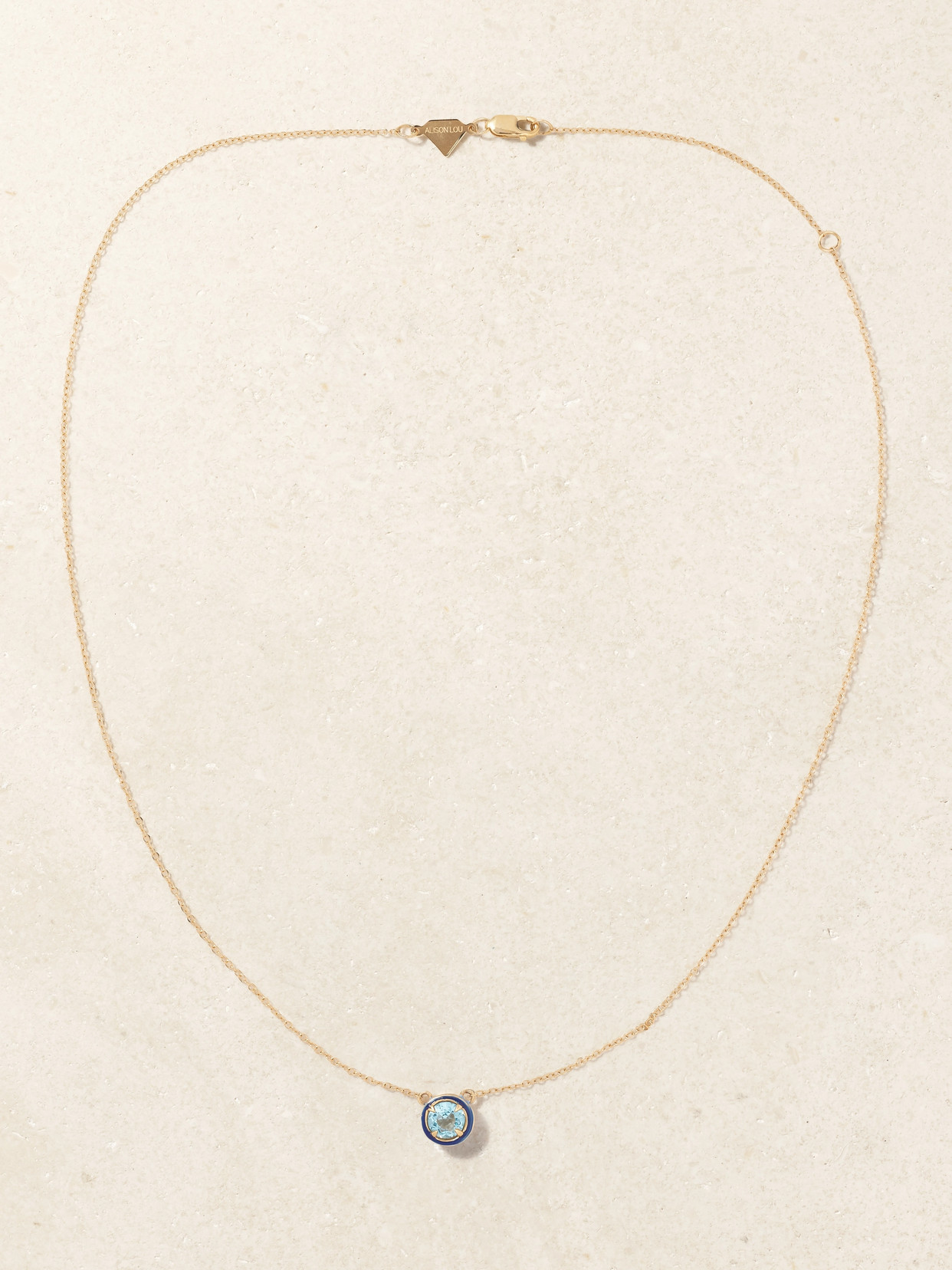 Shop Alison Lou 14-karat Gold, Topaz And Enamel Necklace