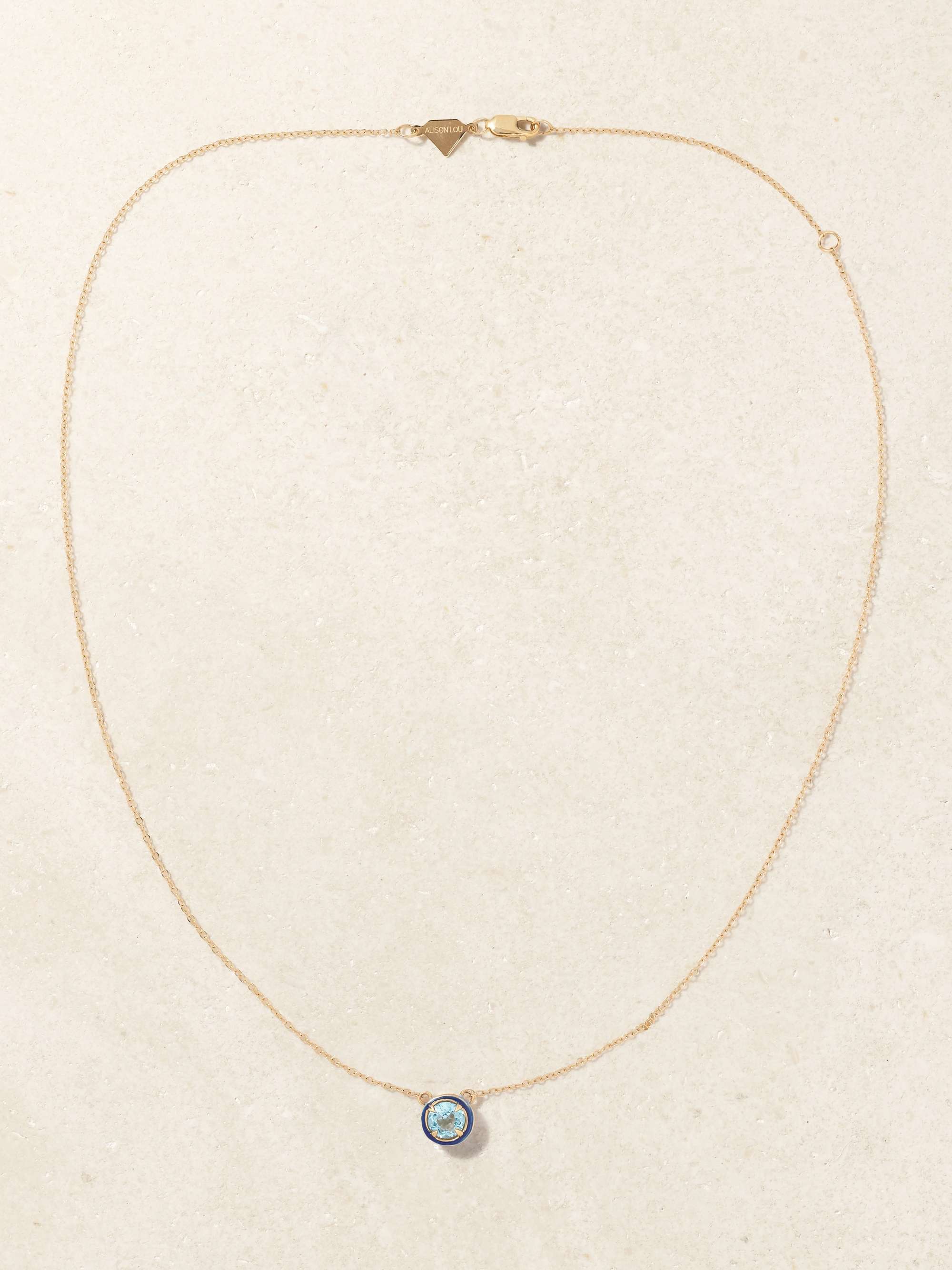 ALISON LOU Heart 14-karat gold, topaz and enamel necklace