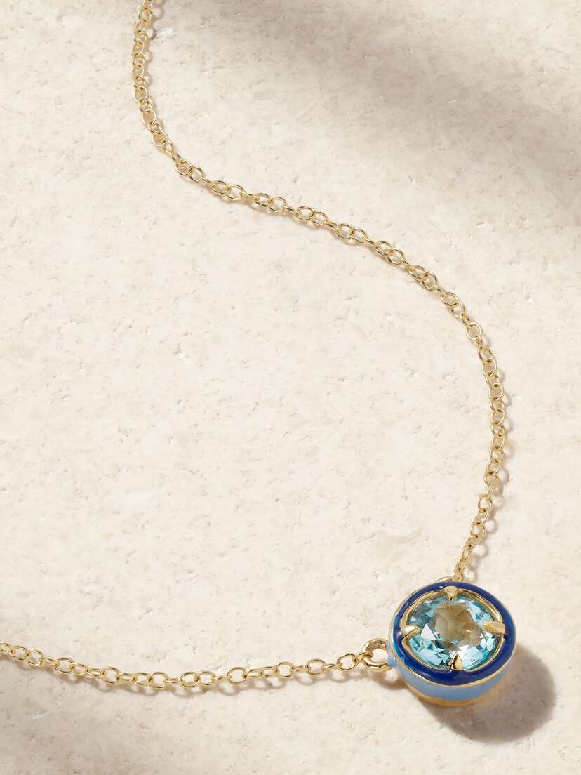 Alison Lou 14-karat Gold, Topaz And Enamel Necklace