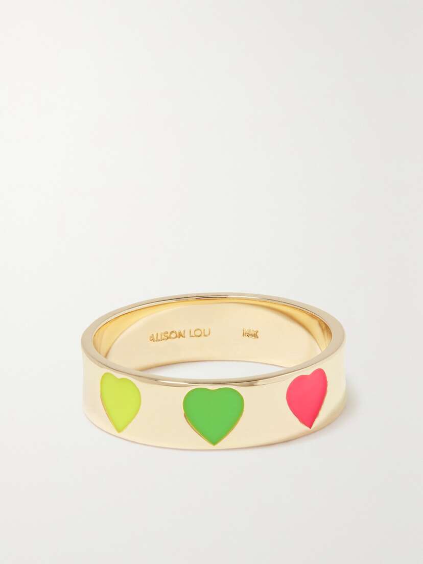 Alison Lou Heart Throb 14-karat Gold And Enamel Ring
